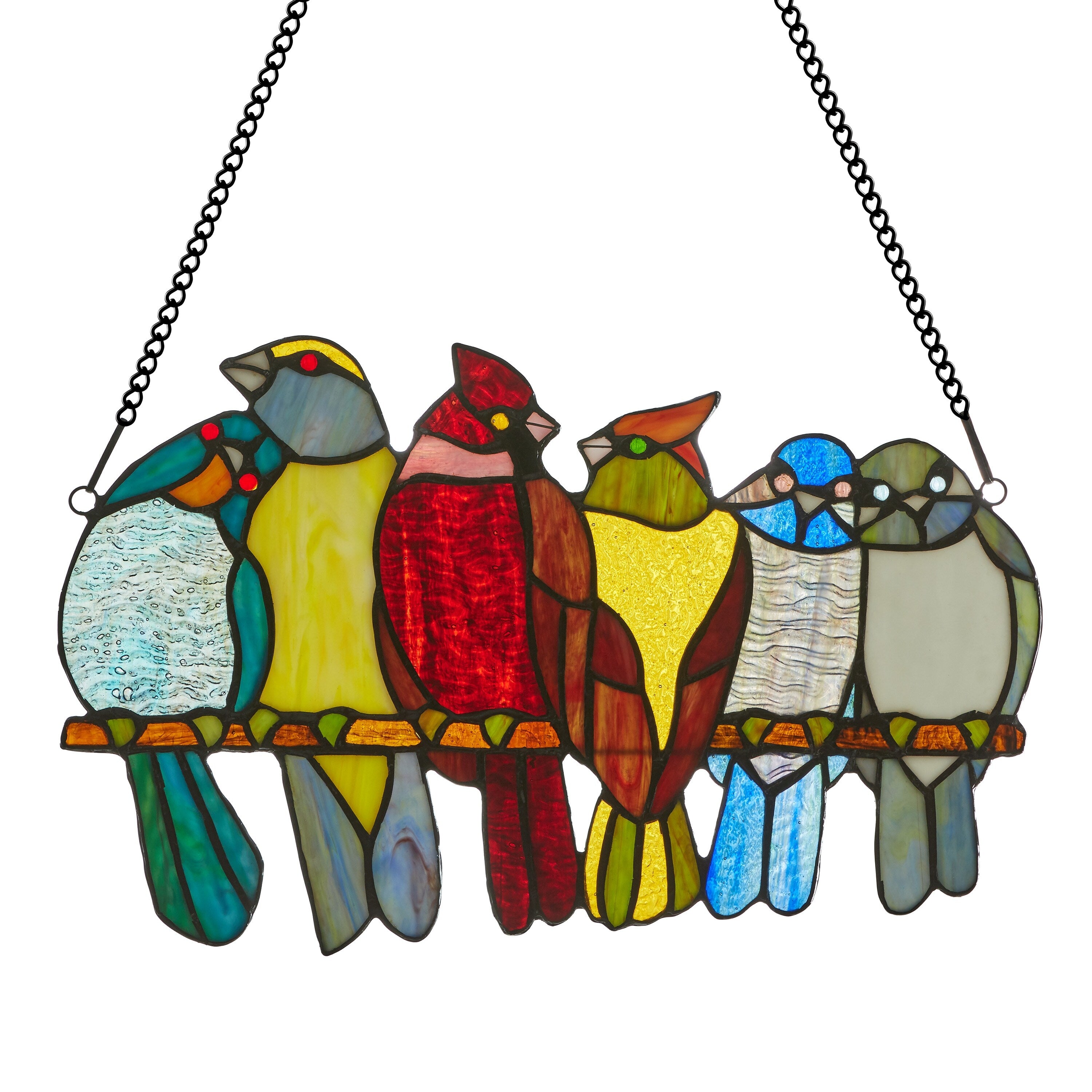 River of Goods 9.5H Birds in Love Stained Glass Window Panel - 15L x 0.25W x 9.5H