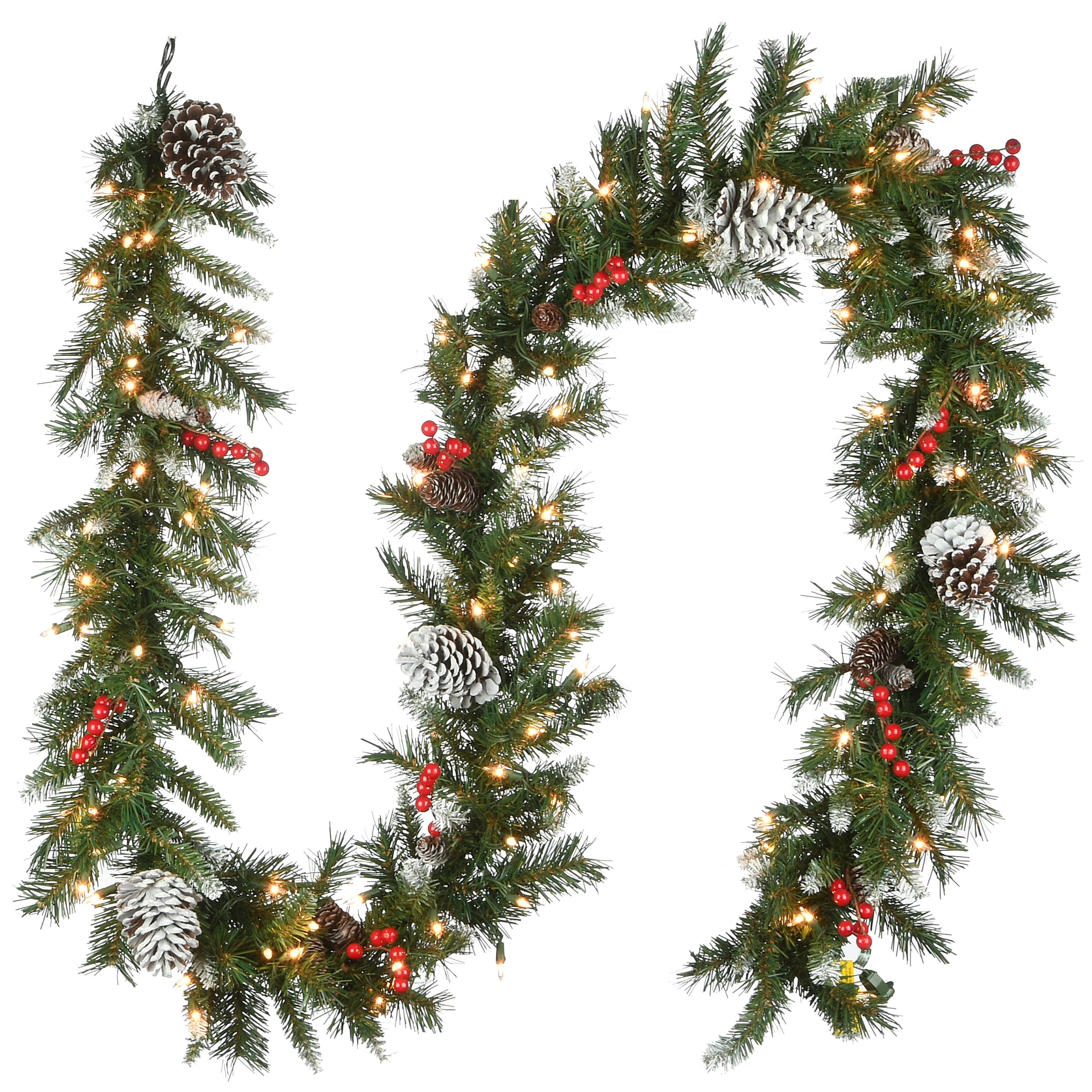 National Tree Company 9 ft. Pre-Lit Frosted Berry Christmas Garland - 9 ft