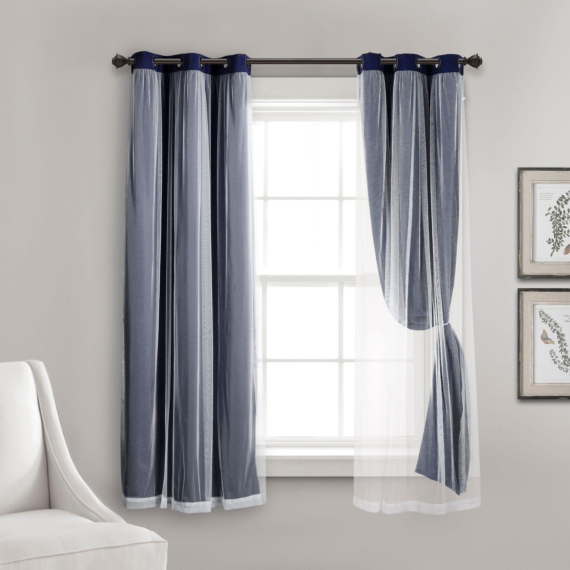 Lush Decor Grommet Sheer Panel Pair with Insulated Blackout Lining