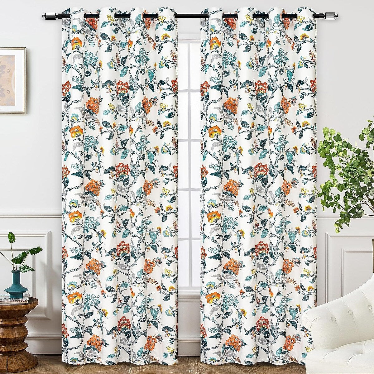 DriftAway Ada Floral Botanical Print Flower Leaf Lined Blackout Window Curtains