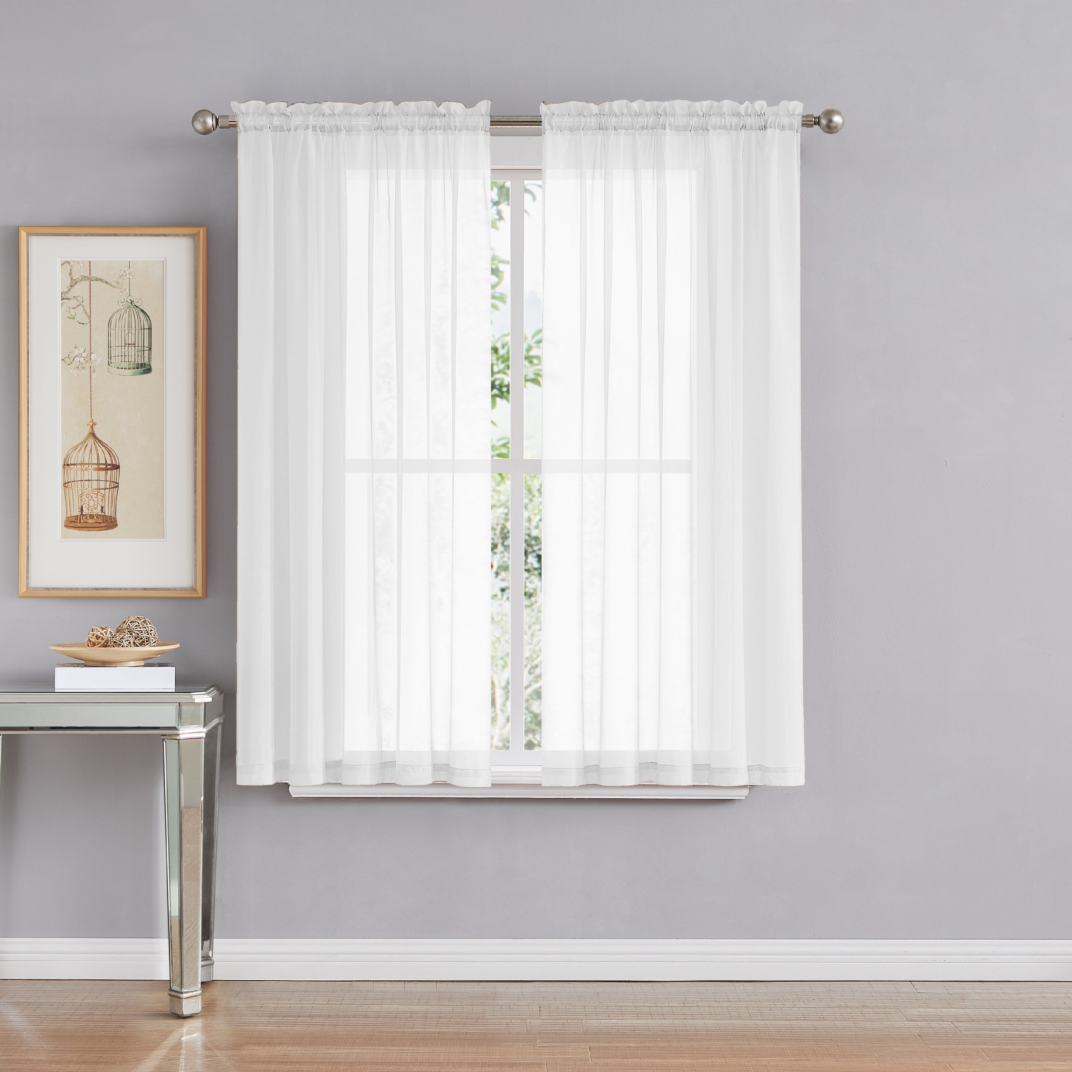 Window Elements Diamond Sheer Voile Extra Wide, 56 Inch Wide. Rod Pocket Curtain Panel