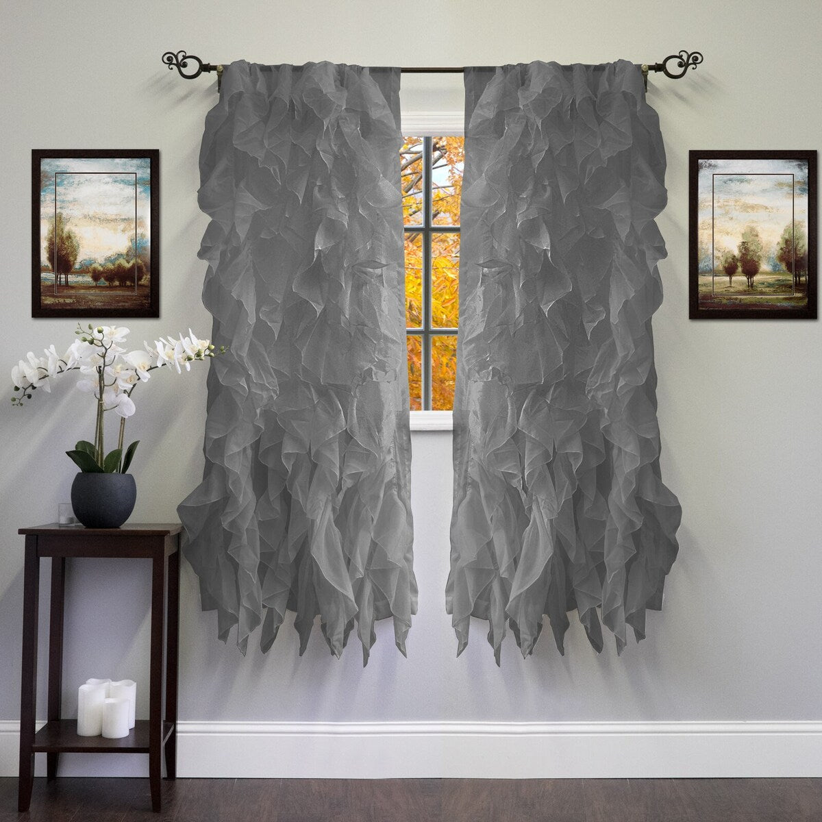 Chic Sheer Voile Vertical Ruffled Window Curtain