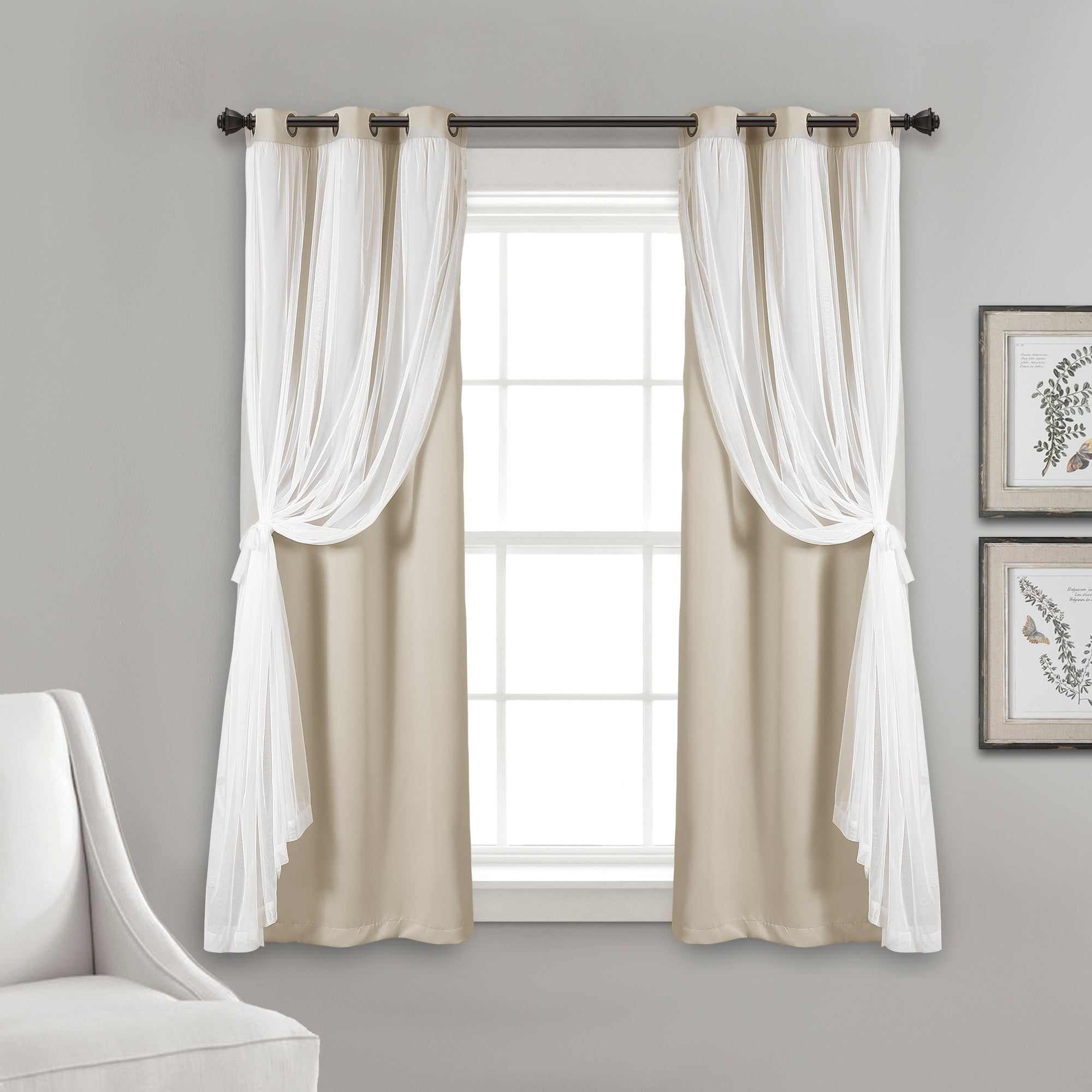 Lush Decor Grommet Sheer Panel Pair with Insulated Blackout Lining