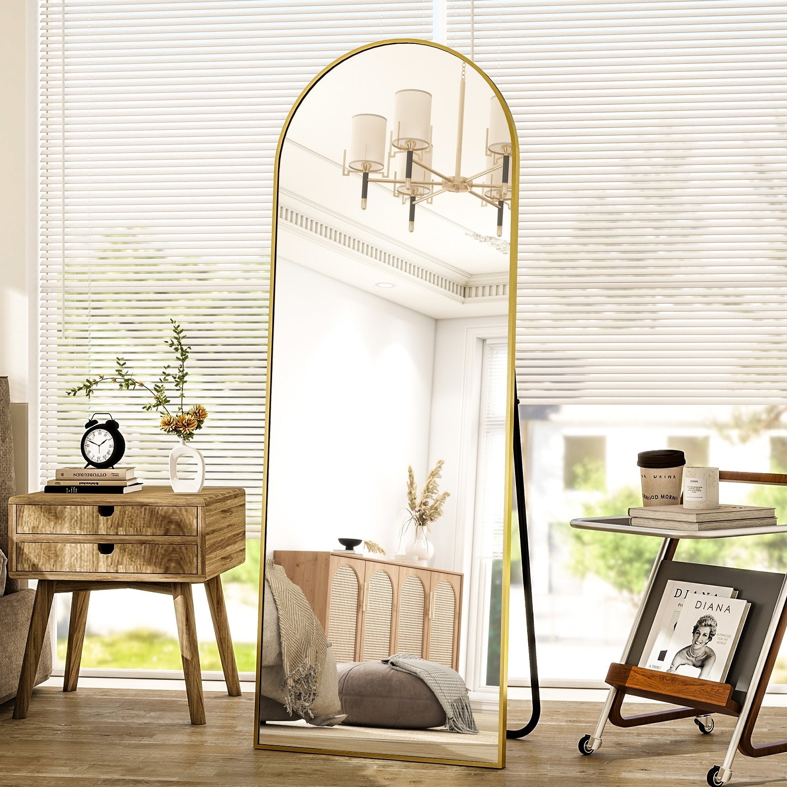 Metal Arch Full Length Mirror Floor Mirror Wall-Mounted