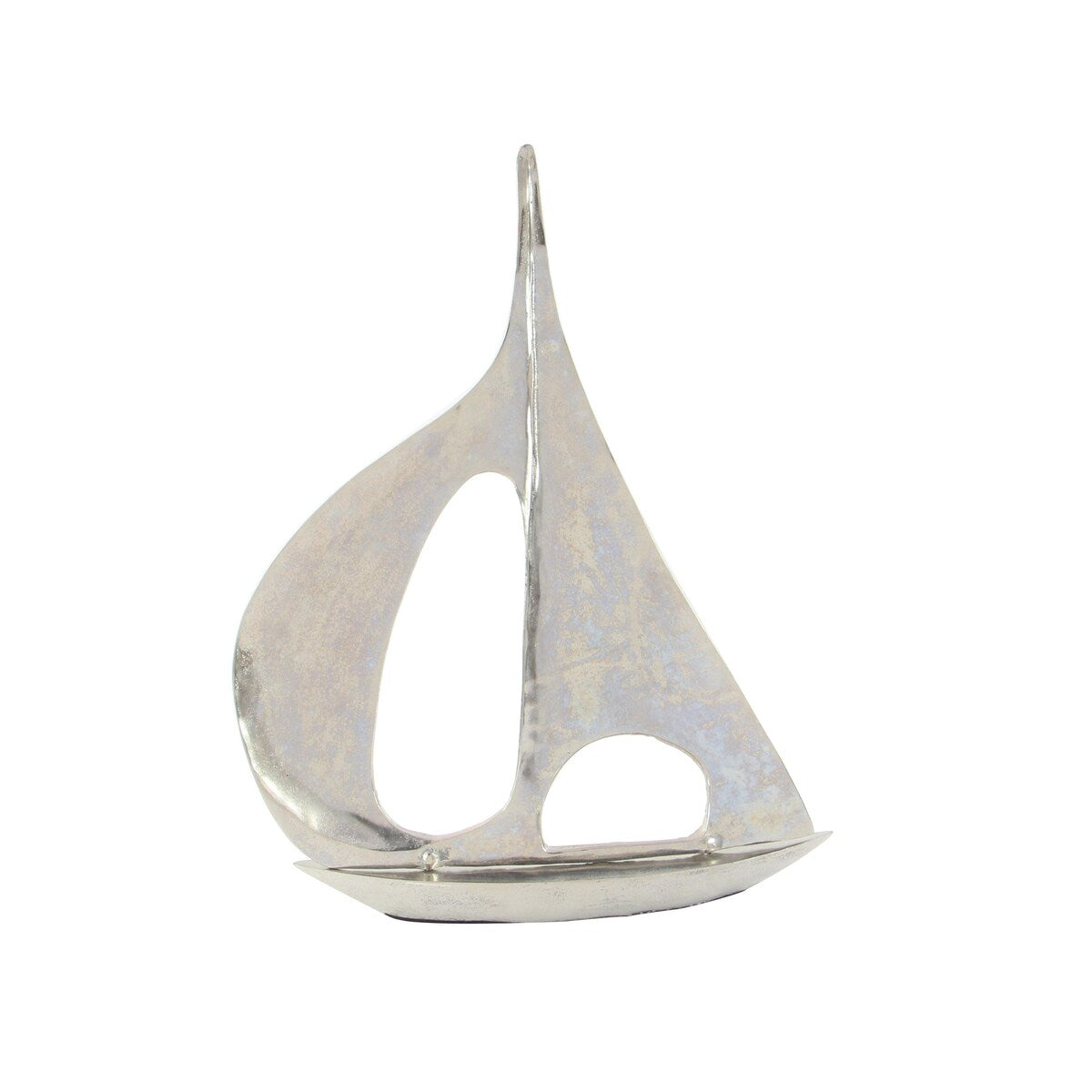 Aluminum Metal Sail Boat Decorative Sculpture - Silver - Roche River Decor