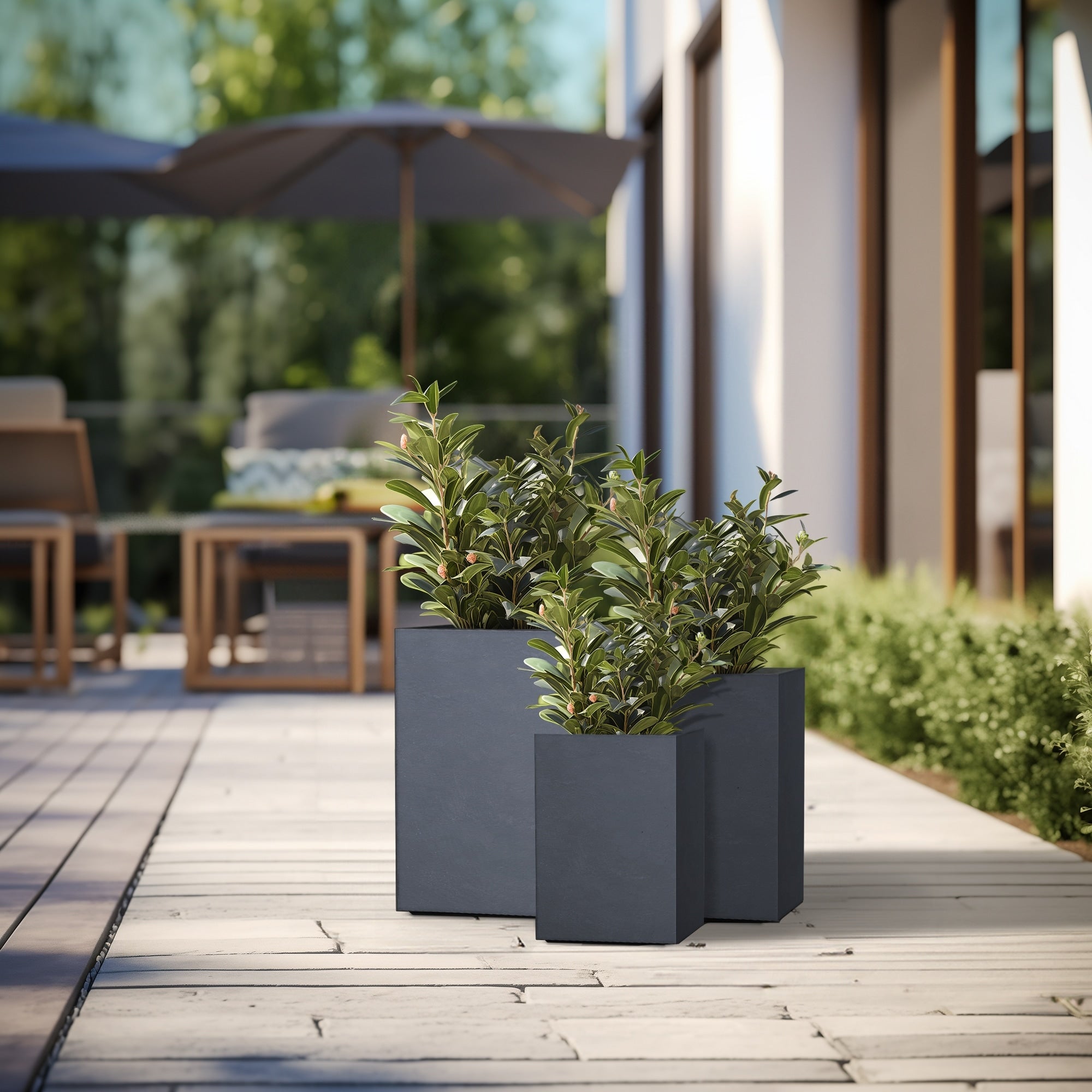 Tall Concrete Rectangle Plant Boxes / Large Indoor and Outdoor Flower Planters