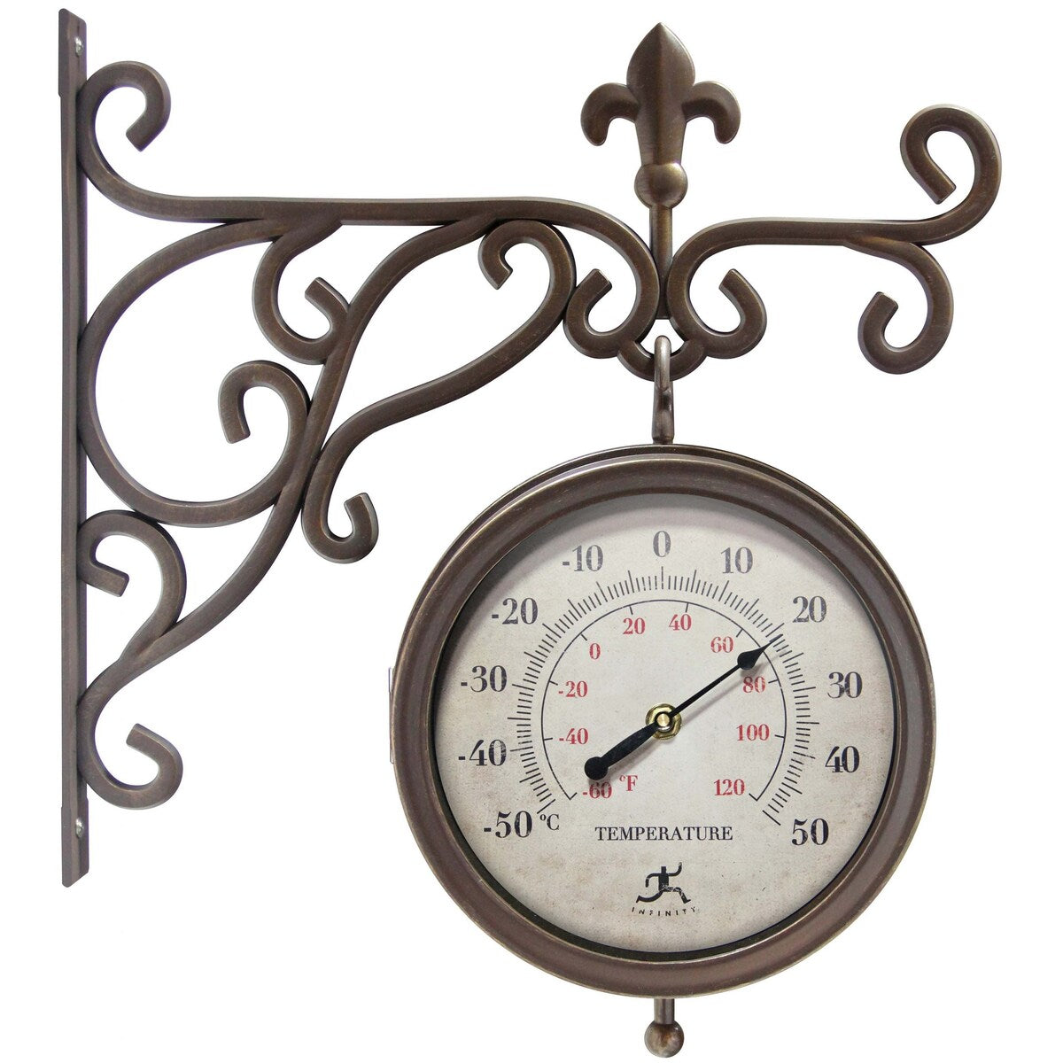 Beauregard Double-Sided Clock and Thermometer Combo Outdoor Clock - 8 x 3.5 x 8