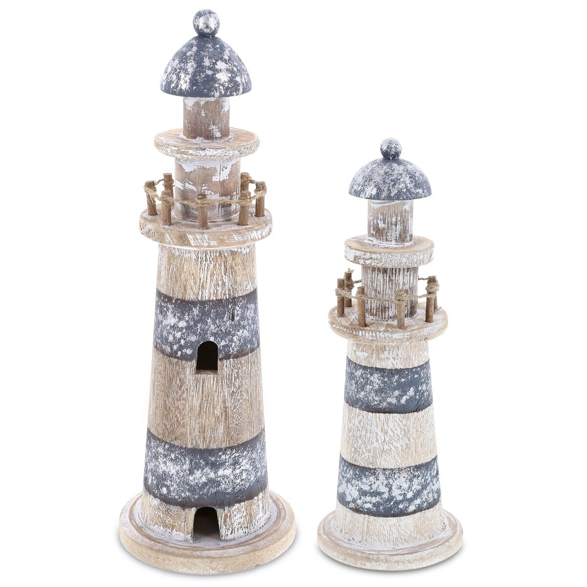 CoTa Global Silver Sea Lighthouse Collection, 2 Pcs Set - Handmade - 11.8″Lx4″Wx4″H