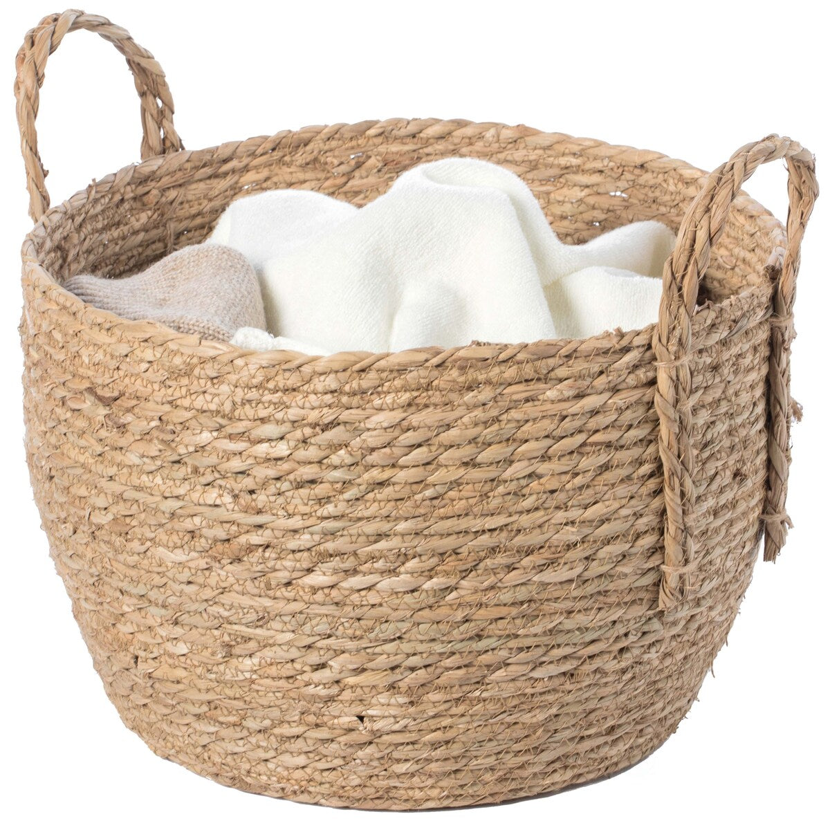 Decorative Round Wicker Woven Rope Storage Blanket Basket