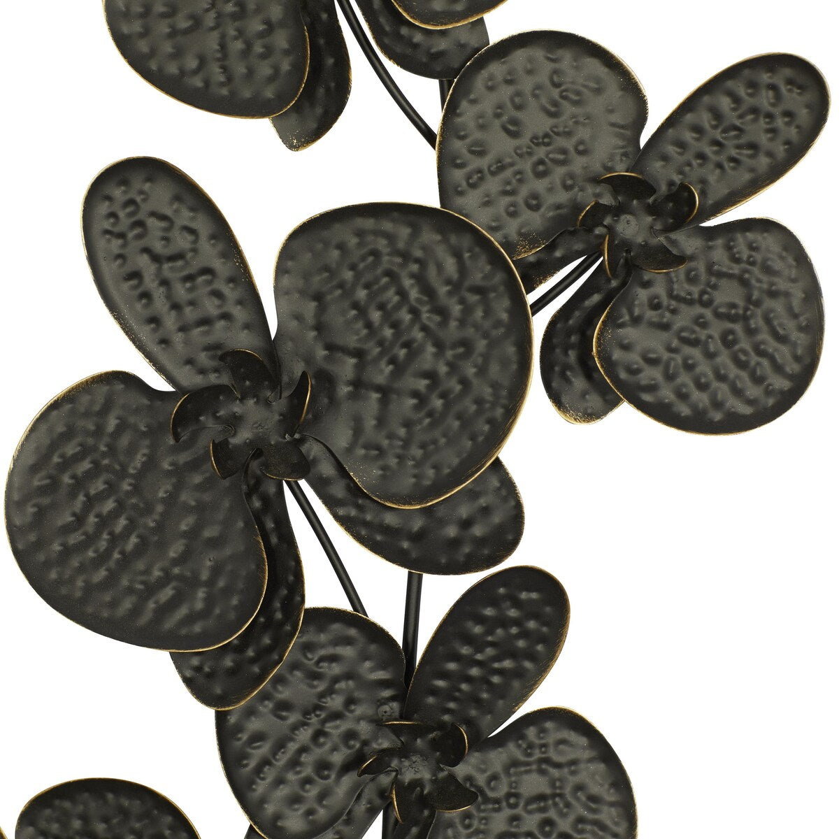 Metal Floral Orchid Home Wall Decor with Black Frame - Set of 2 Black - Roche River Decor