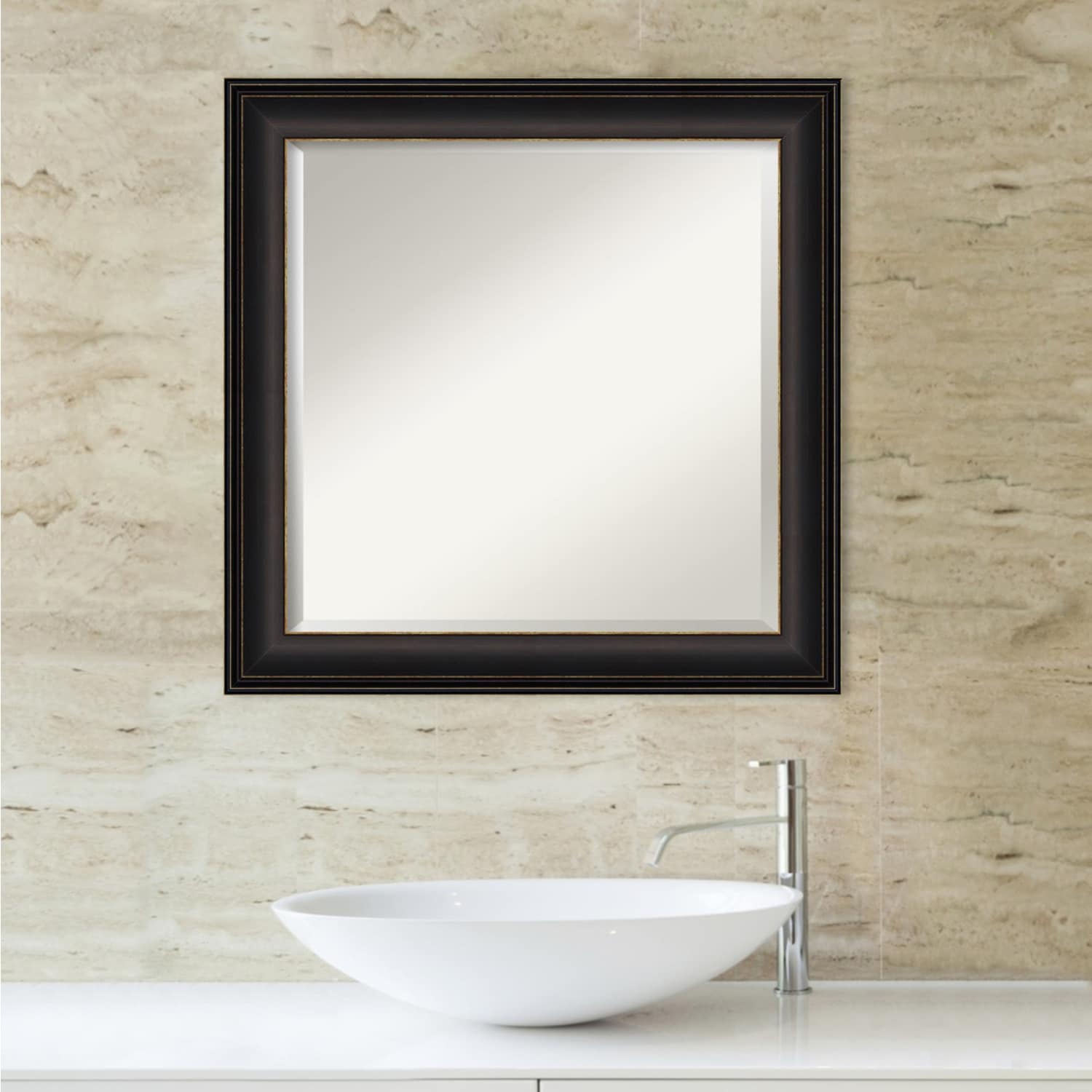 Beveled Bathroom Wall Mirror - Trio Oil Rubbed Bronze Frame - Trio Oil Rubbed Bronze