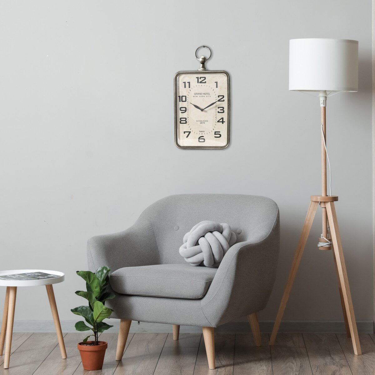 Metal Hanging Wall Clock with Handle