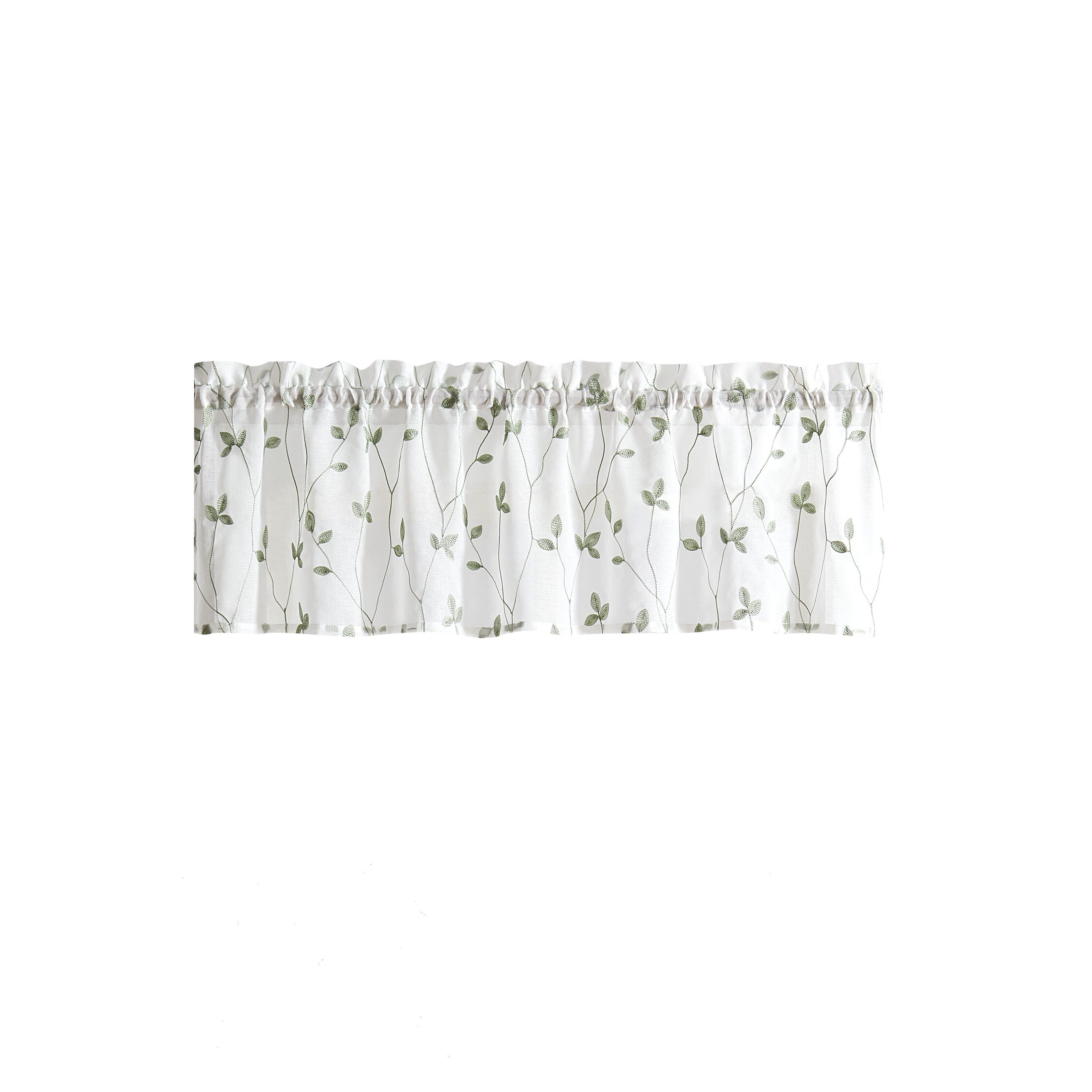 Curtainworks Botanical Embroidery Valance and Tier Pair Curtain Collection