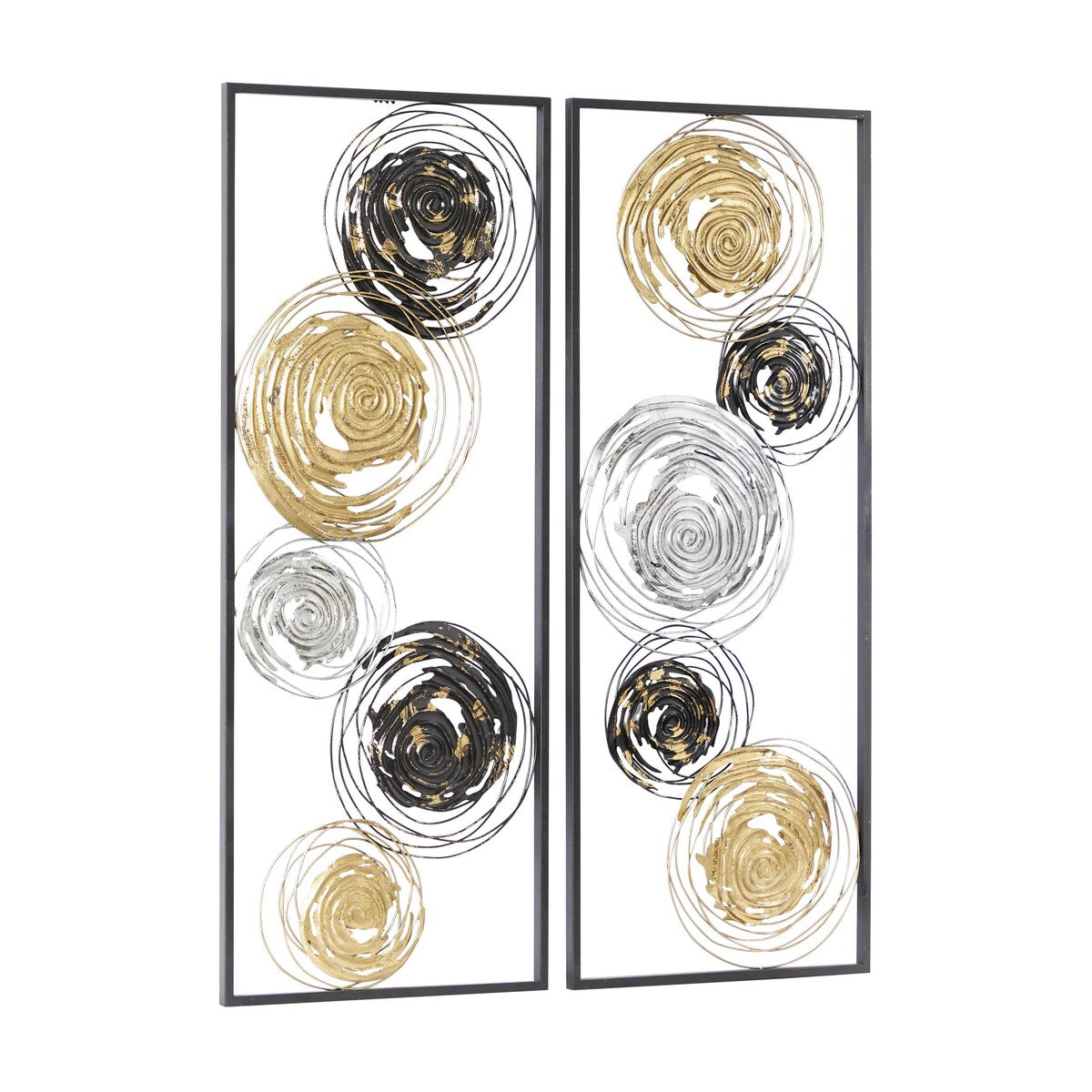 Metal Abstract Home Wall Decor - Set of 2 Black - Roche River Decor