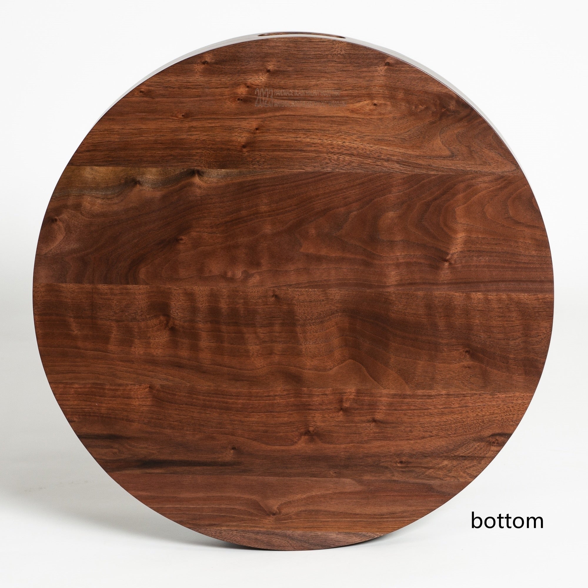 Round Black Walnut Wood Serving Tray Ottoman Tray with Handles