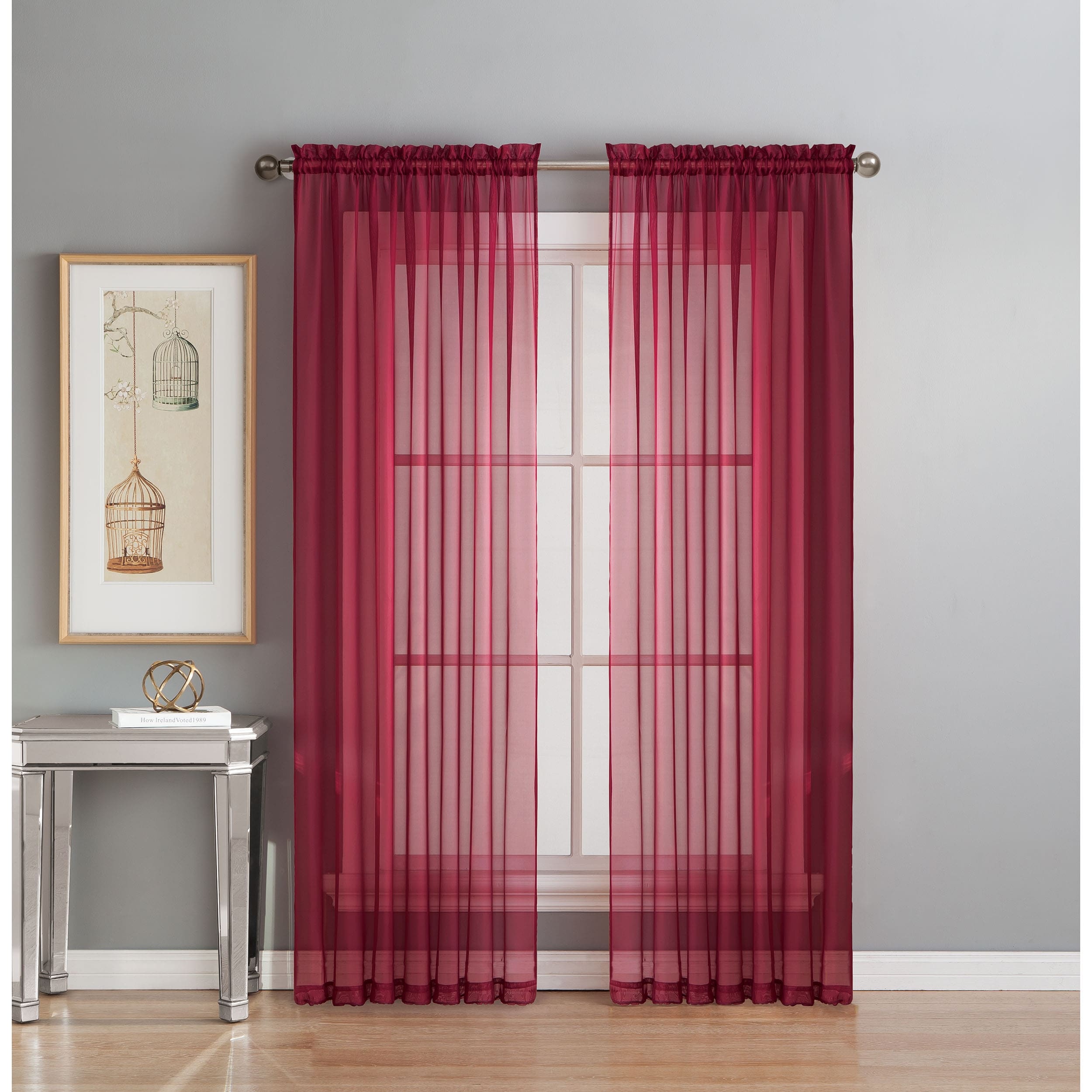 Window Elements Diamond Sheer Voile Extra Wide, 56 Inch Wide. Rod Pocket Curtain Panel