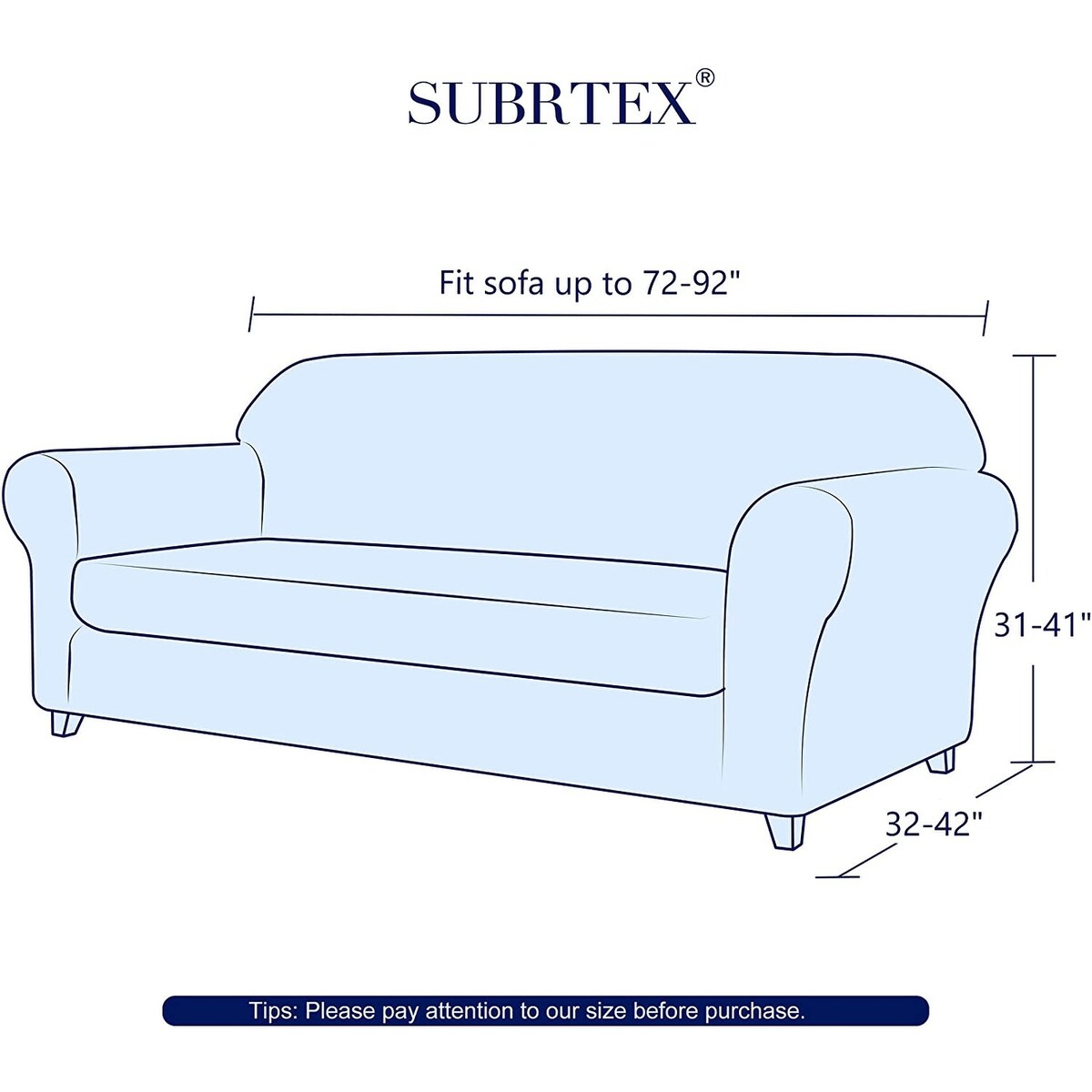 Subrtex 2 Piece Sofa Slipcover Stretch Spandex Furniture Protector