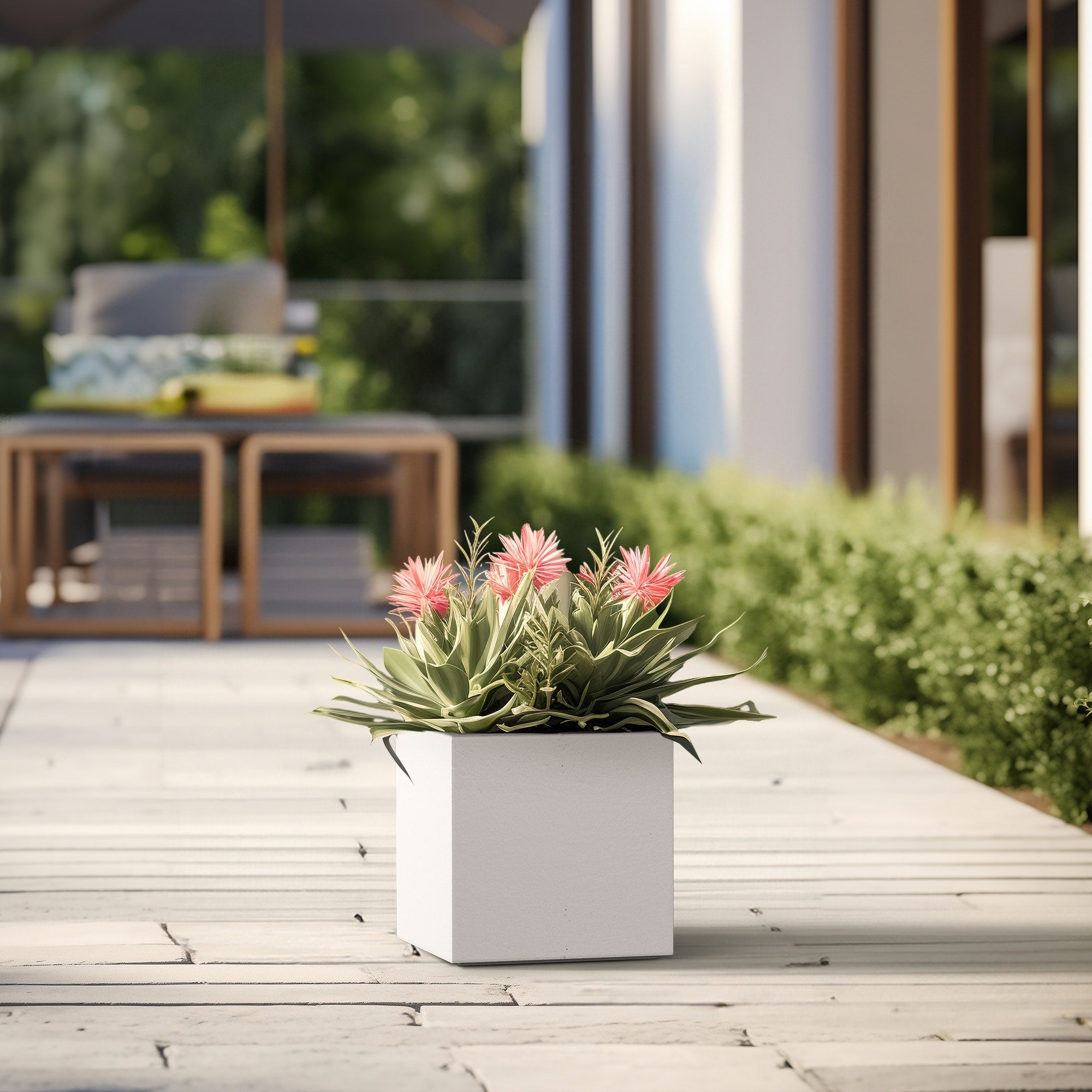 Tall Concrete Square Plant boxes / Large Indoor and Outdoor flower Planters