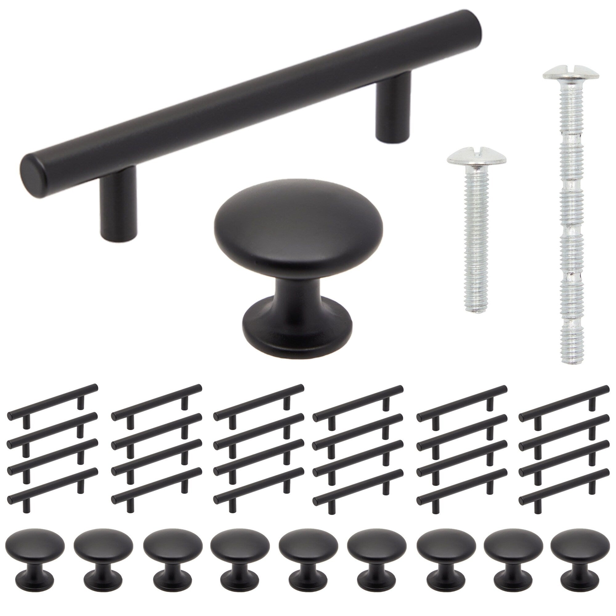 36 Piece Drawer Pulls and Cabinet Knobs, Cabinet Door Handles for Kitchen Bathroom, Matte Black Stainless Steel