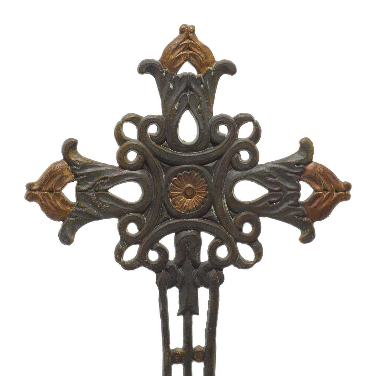 Metal Biblical Cross Decorative Sculpture - Copper - Roche River Decor