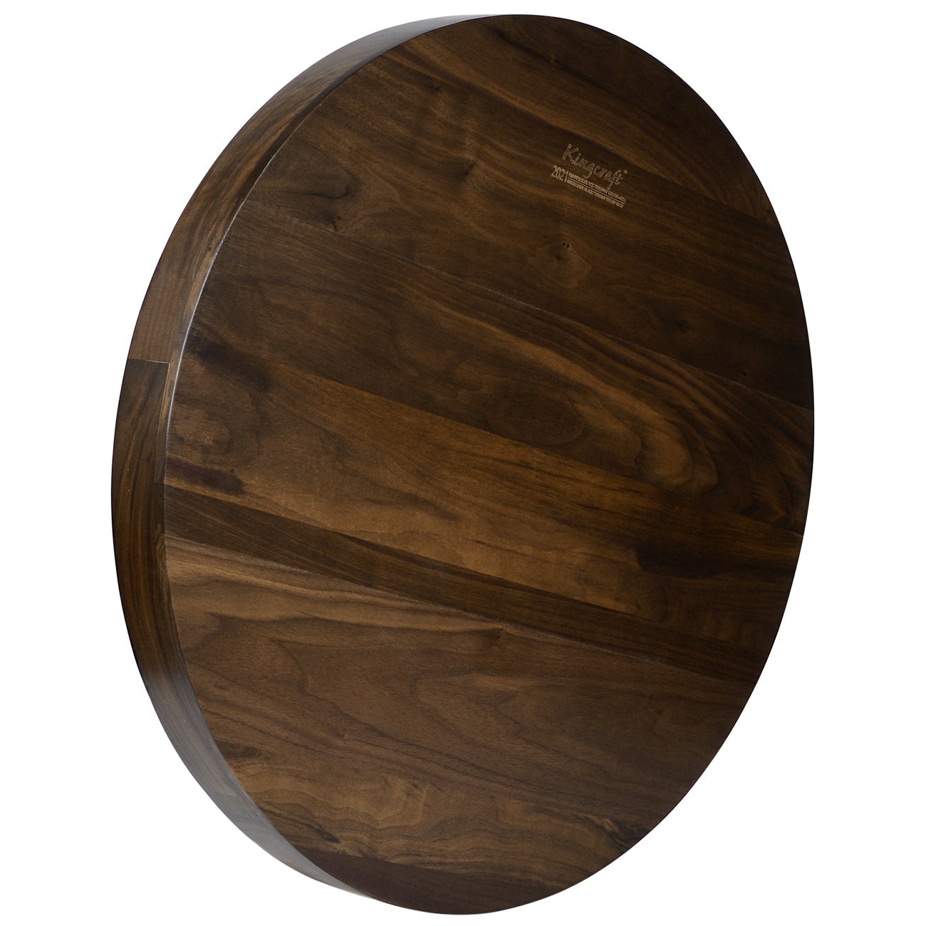 Round Black Walnut Wood Serving Tray Ottoman Tray with Handles