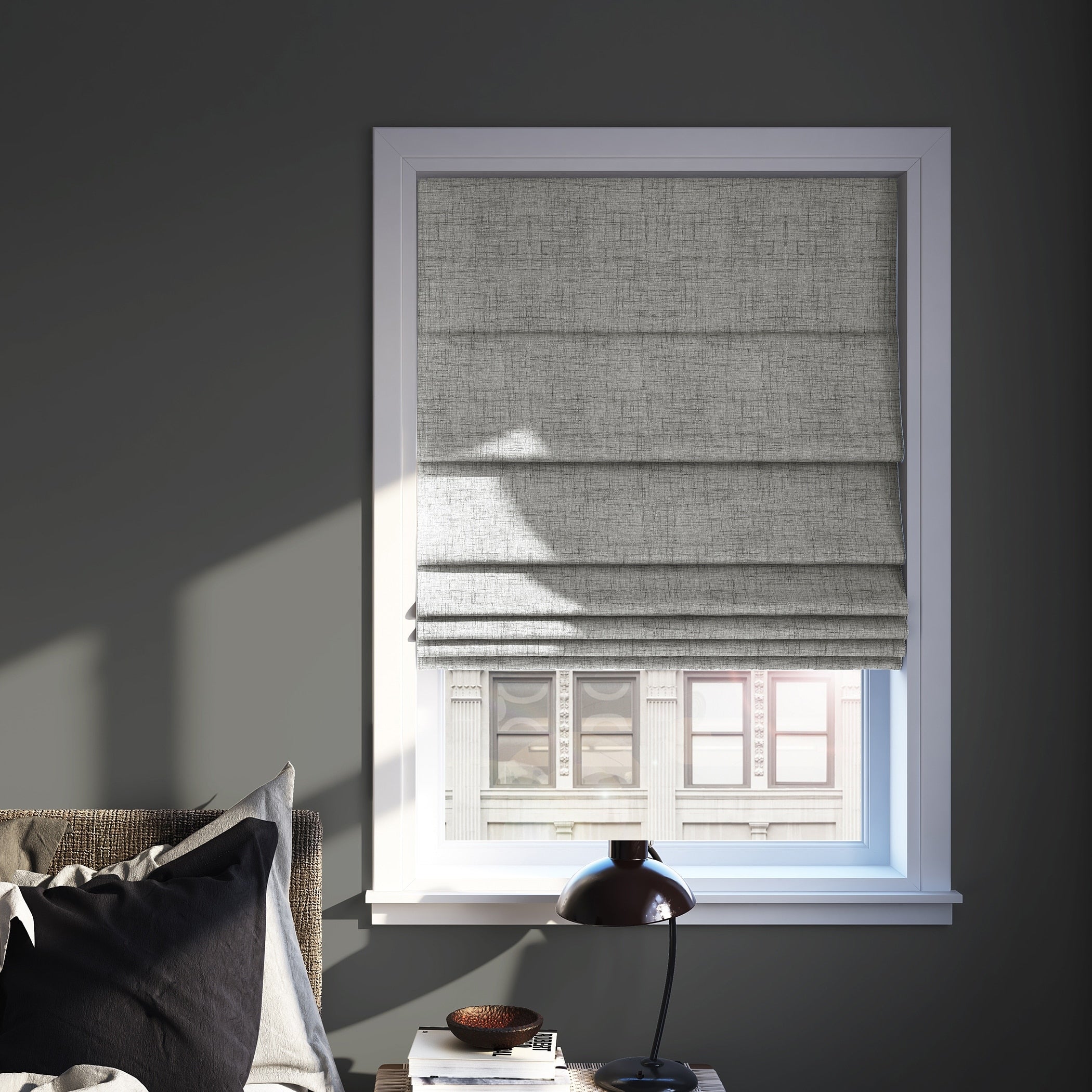 Sun Zero Somerton Textured Total Blackout Cordless Roman Shade