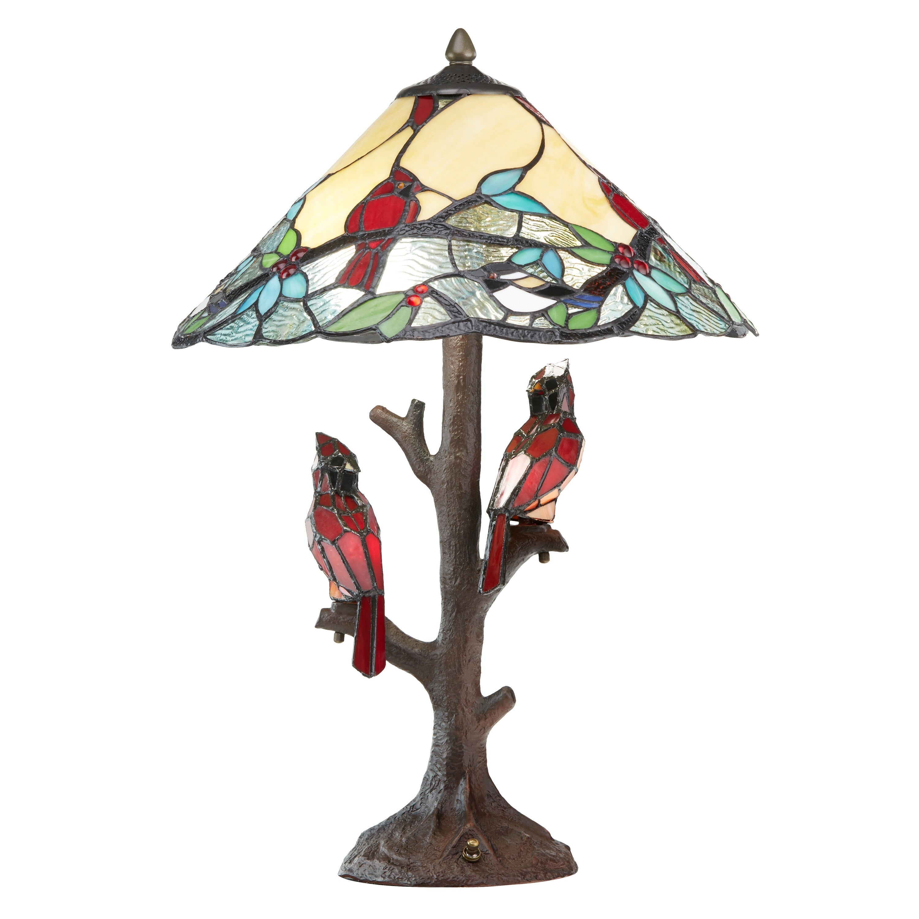 Copper Grove Tongamamao 3-light Stained Glass Cardinal Lamp (23.75 in.)