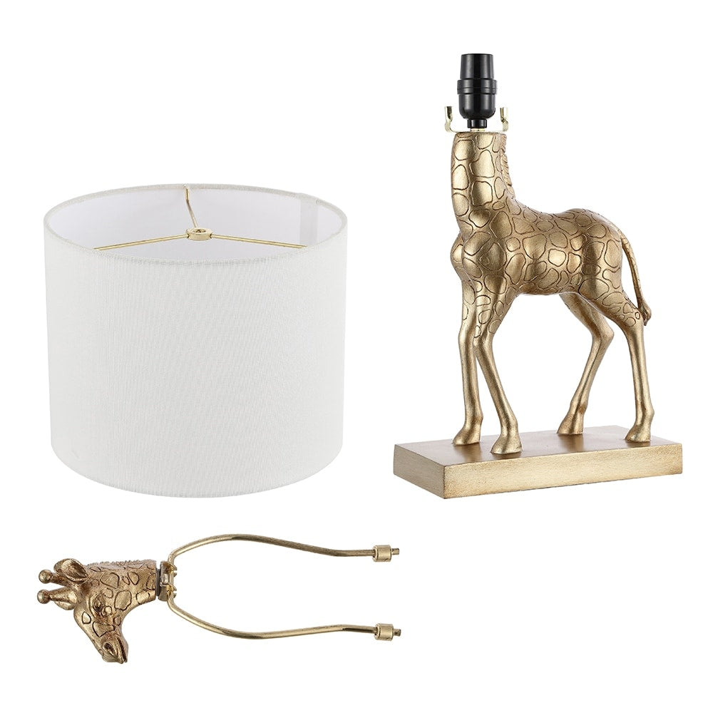 Aaliyah 24in Antique Gold Giraffe Table Lamp with White Linen Shade - 24H