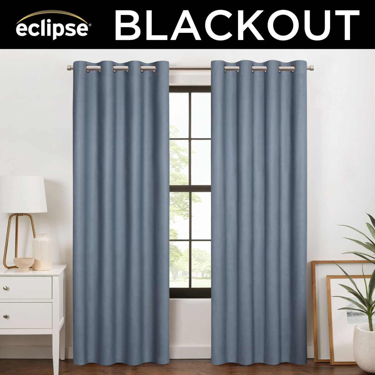 Eclipse Blackout Curtains, Larissa Solid Grommet Curtains