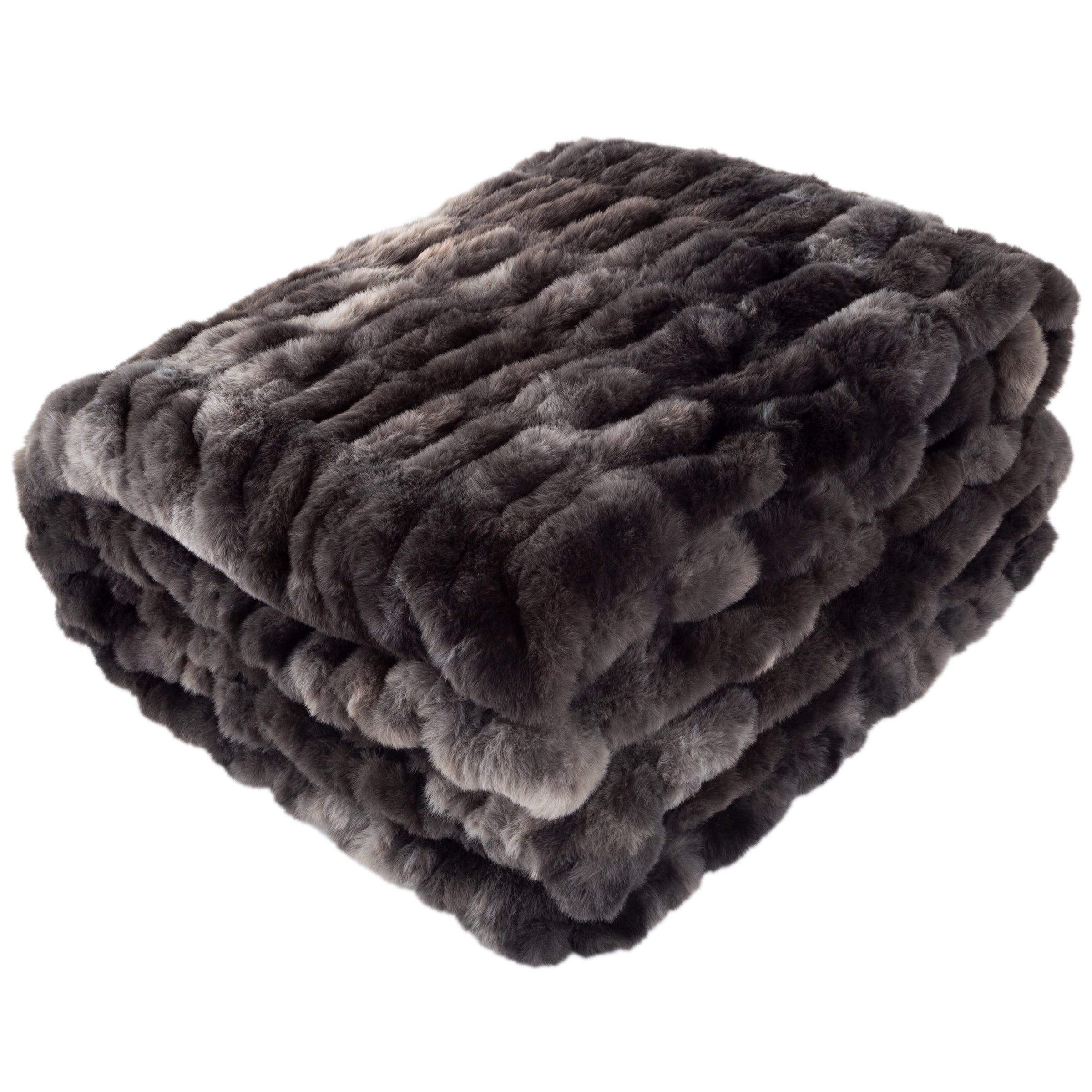 Oversized Ruched Faux Fur Blanket - 60x80-Inch Queen-Size Throw by Lavish Home