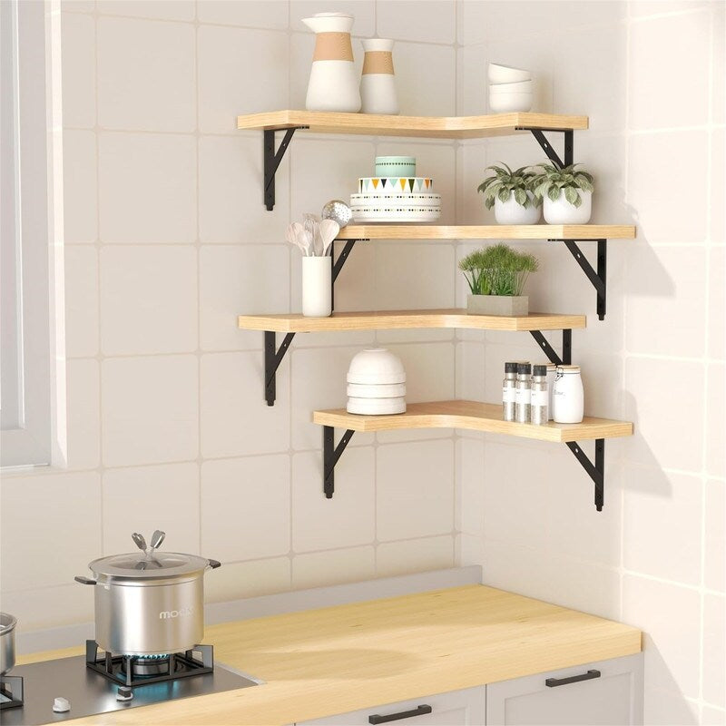 Corner Floating Shelves Wall Mounted Set of 4 - 11.4D x 16W x 0.6H