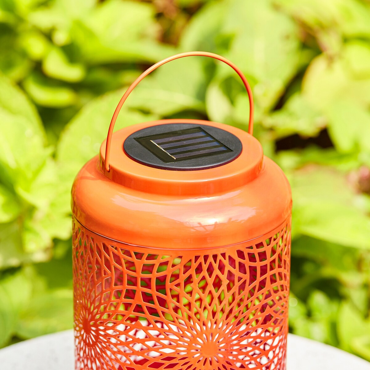 Glitzhome 8.75H Outdoor Metal Solar Hanging Lantern with LED lights