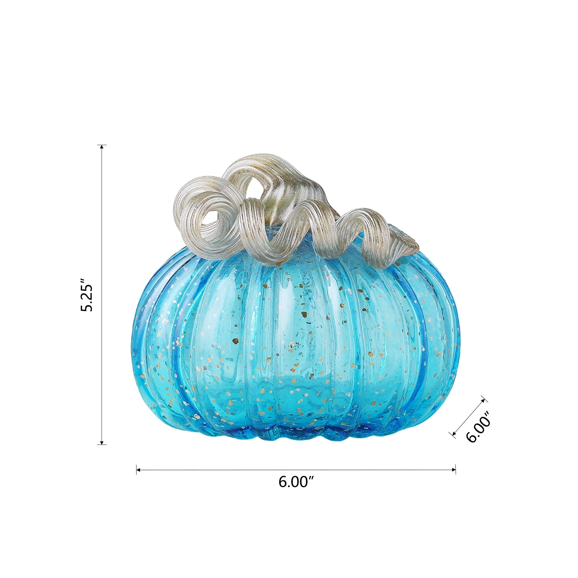 Glitzhome Hand Blown Blue Glass Pumpkin Thanksgiving Table Decor Christmas Gifts