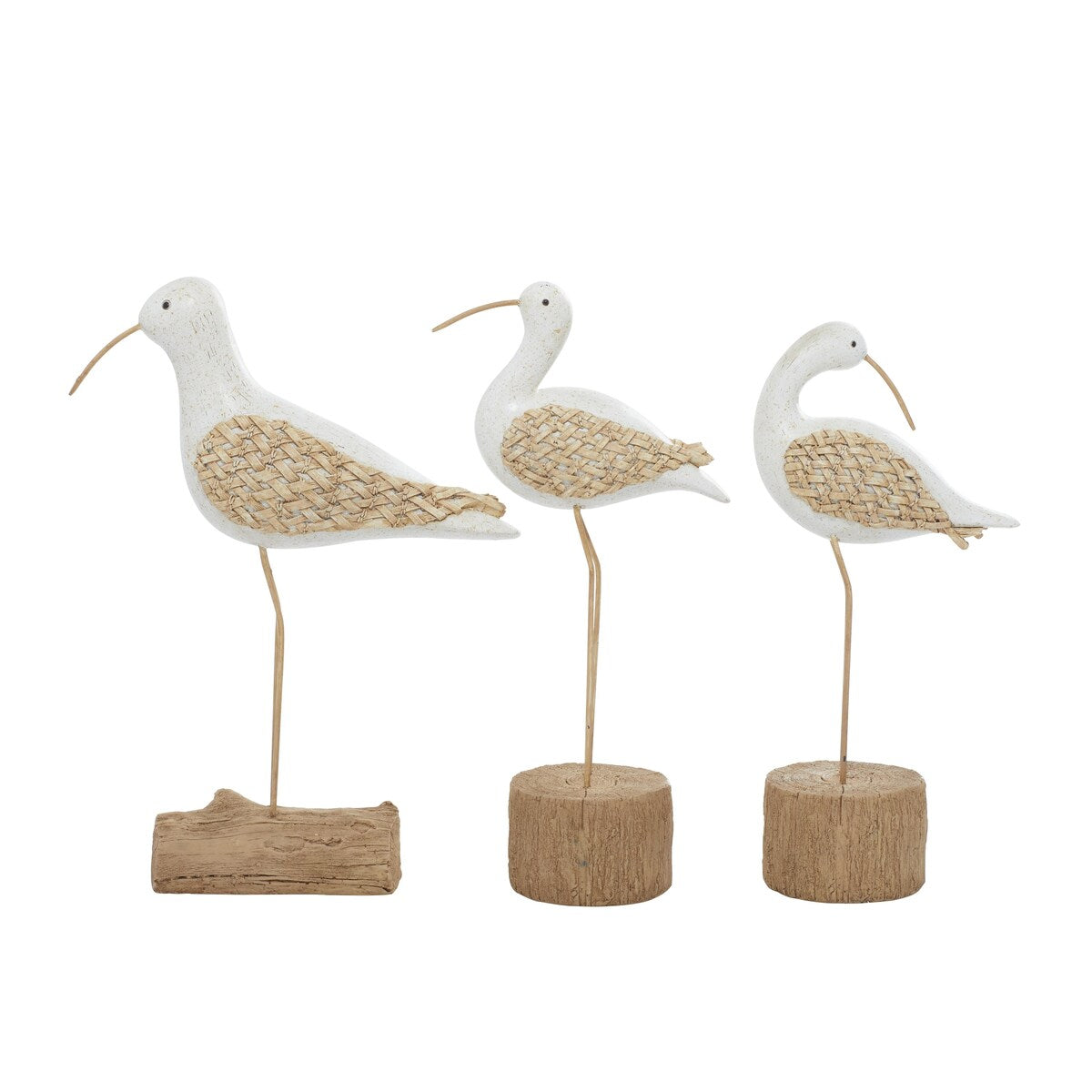 Polystone Bird Decorative Sculpture - Set of 3 White - Roche River Decor