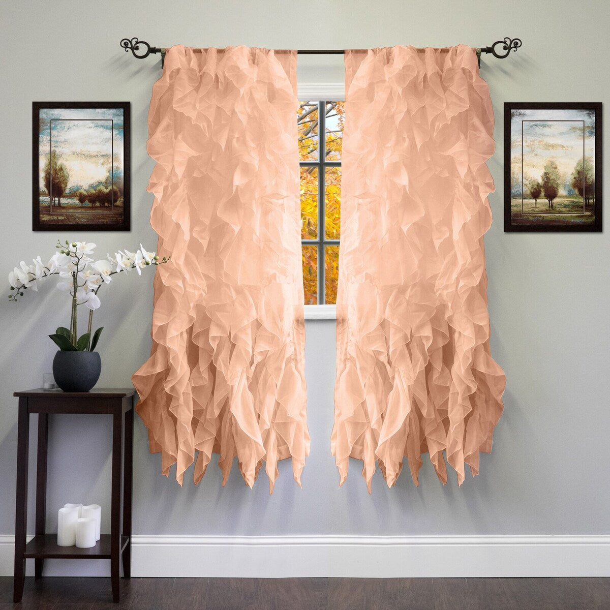 Chic Sheer Voile Vertical Ruffled Window Curtain