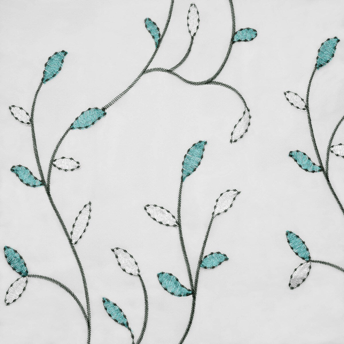 Wavy Leaves Embroidered Sheer Extra Wide Window Curtain (Single Panel)