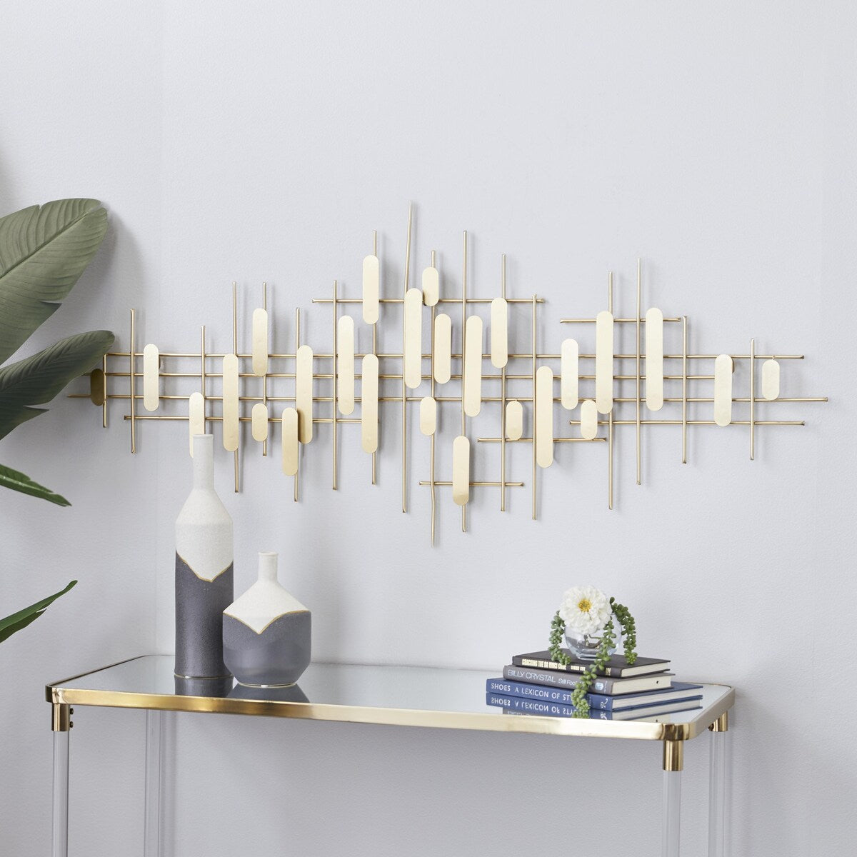 Metal Geometric Geometric Layered Home Wall Decor - Gold - CosmoLiving by Cosmopolitan