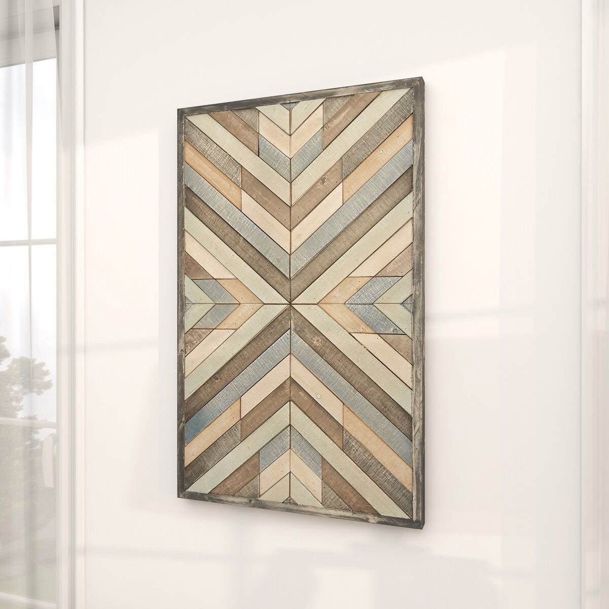 Wood Geometric Handmade Southwestern Inspired Arrow Panel Home Wall Decor with Blue Tones - Multi Colored - Roche River Decor