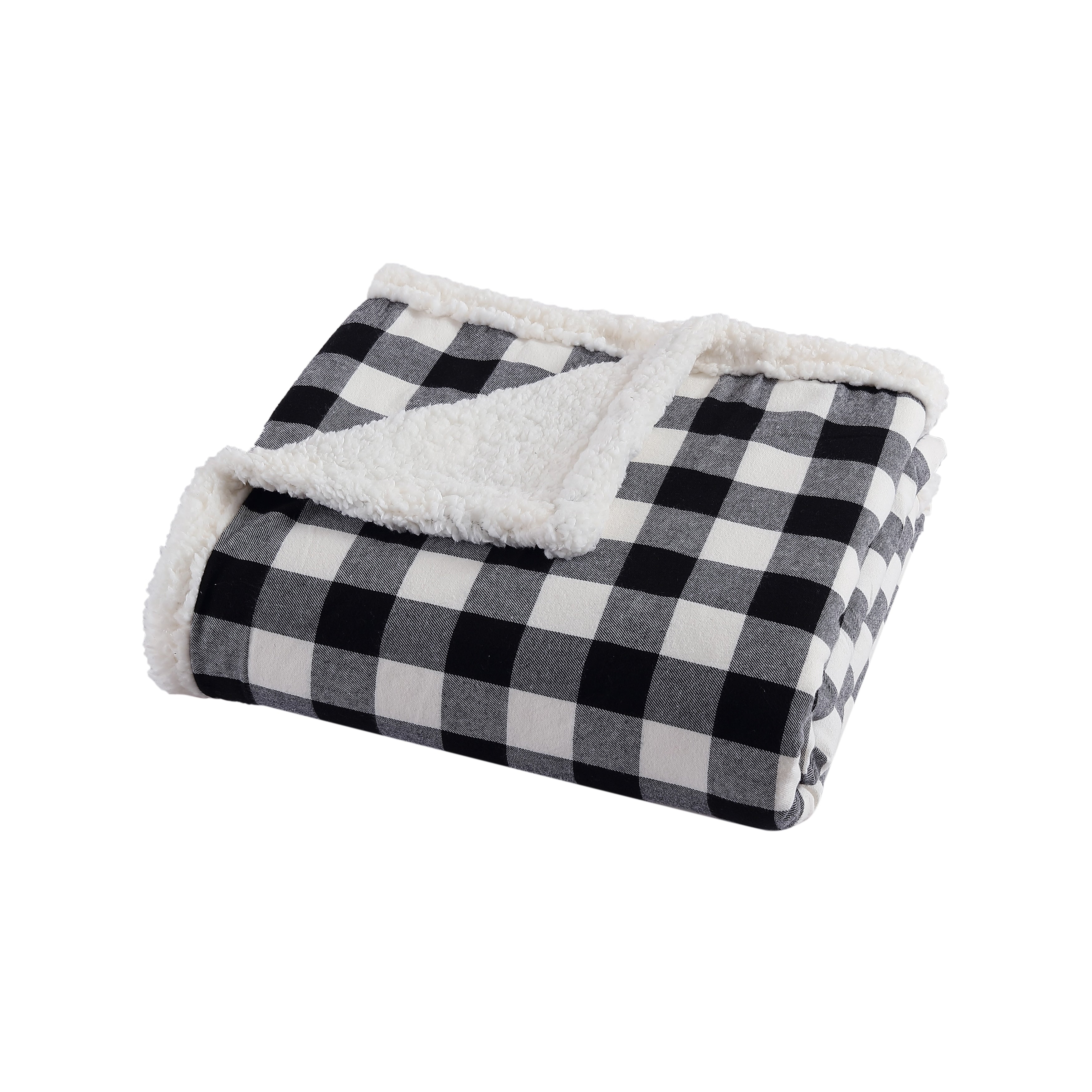 Eddie Bauer Cotton Flannel/Shearling Reverse Throw Blanket