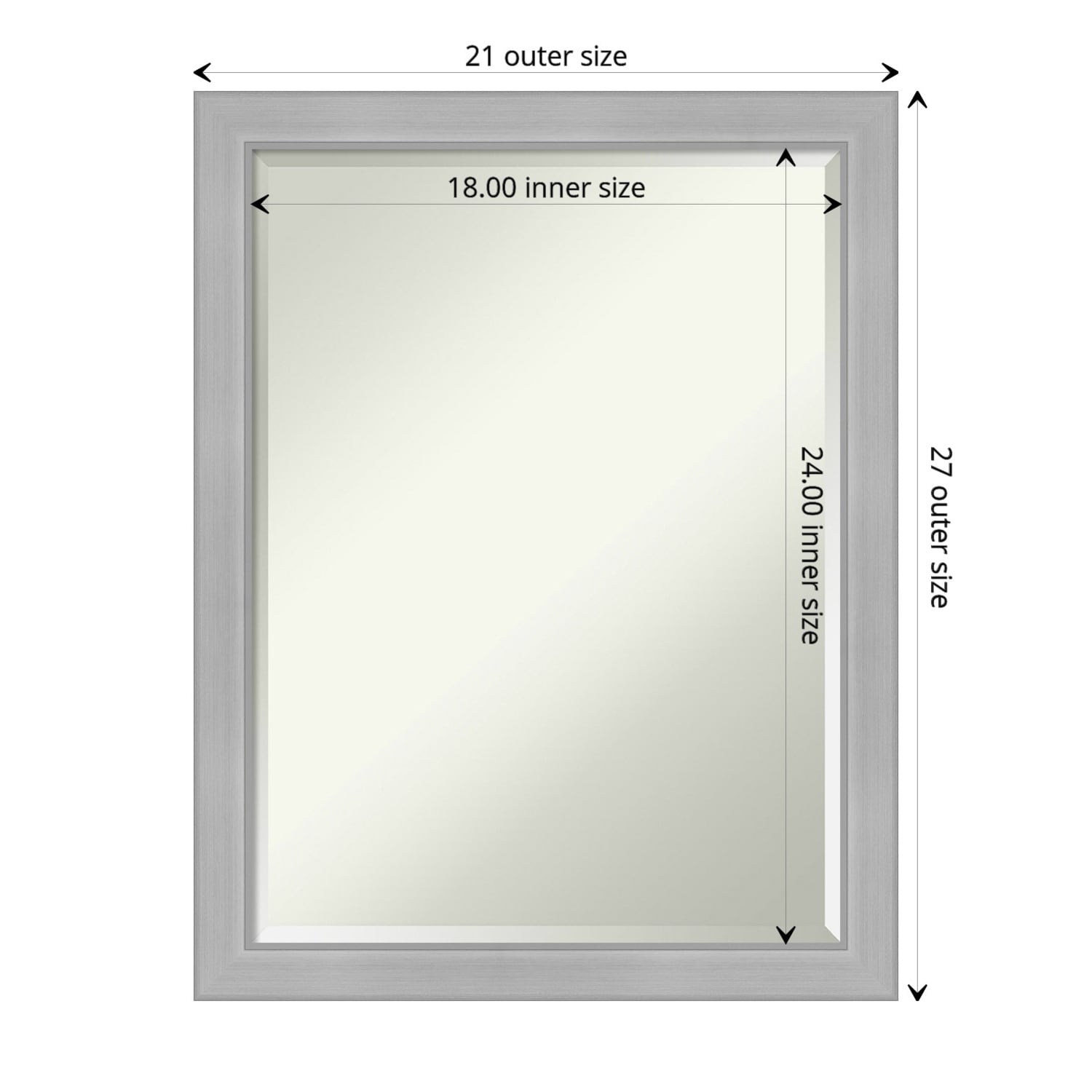 Beveled Bathroom Wall Mirror - Vista Brushed Nickel Frame