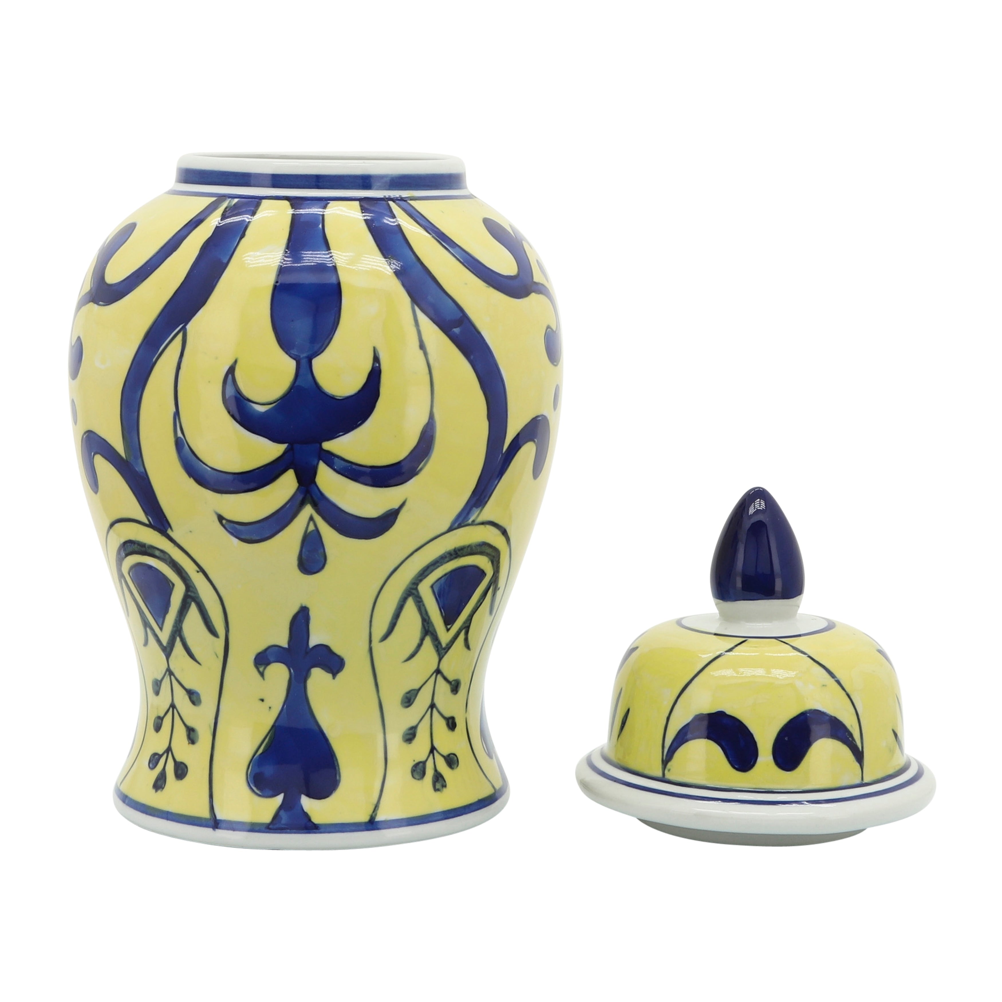 Sagebrook Home Patterned Eclectic Temple Jar with Lid