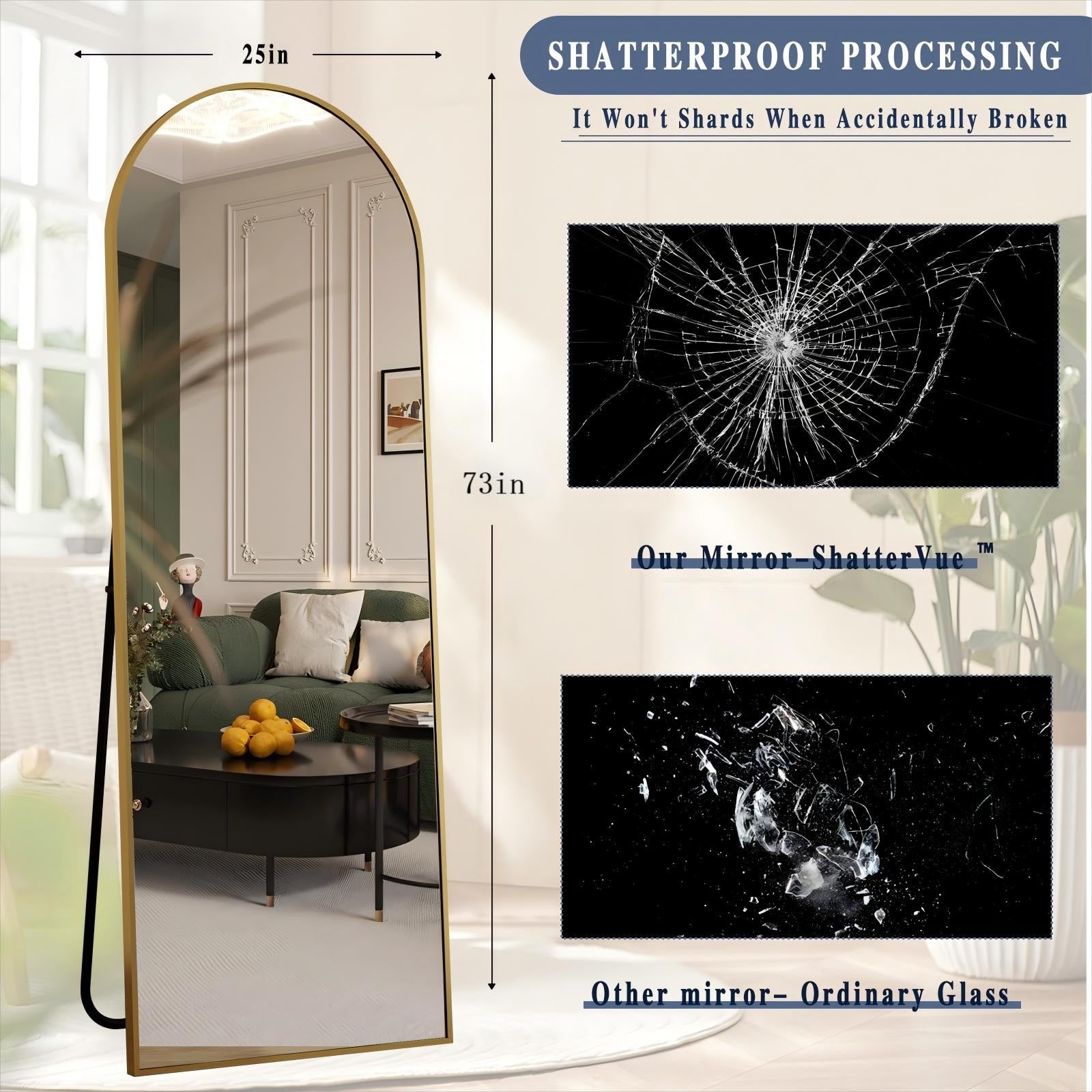 Metal Arch Full Length Mirror Floor Mirror Wall-Mounted