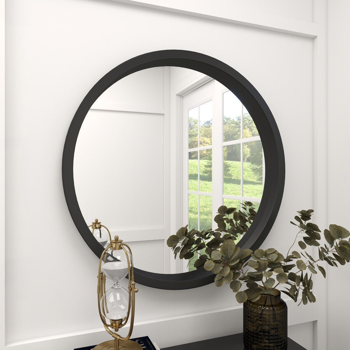 Wooden Room Wall Mirror - Black - Roche River Decor