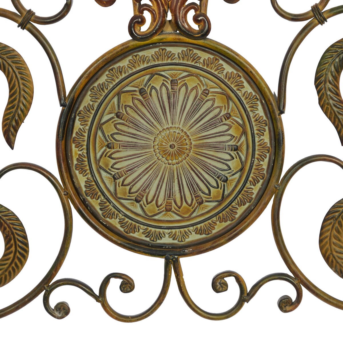 Metal Scroll Home Wall Decor with Embossed Details - Gold - Roche River Decor