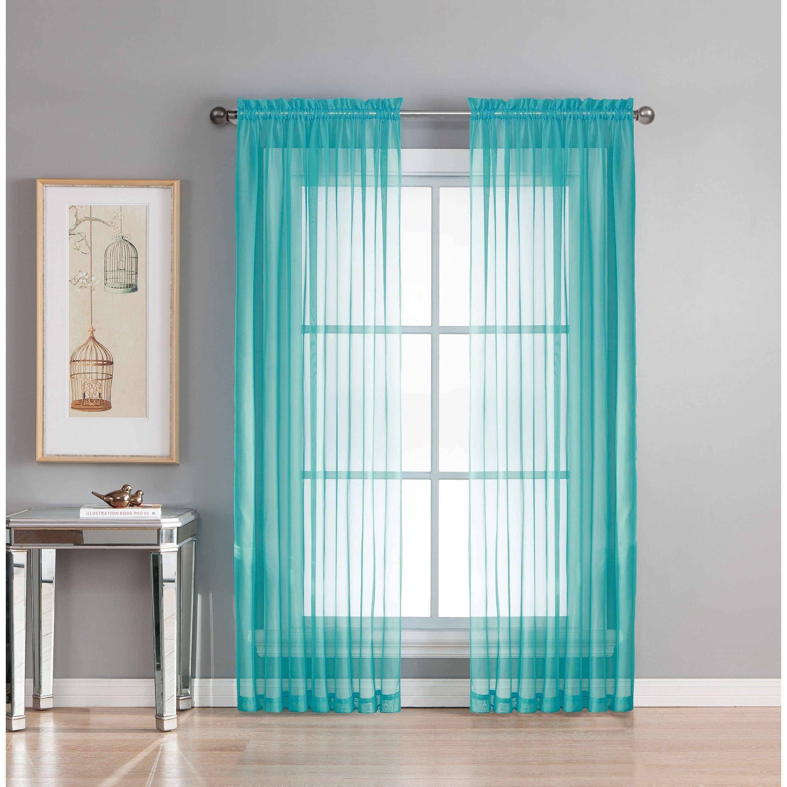 Window Elements Diamond Sheer Voile Extra Wide, 56 Inch Wide. Rod Pocket Curtain Panel