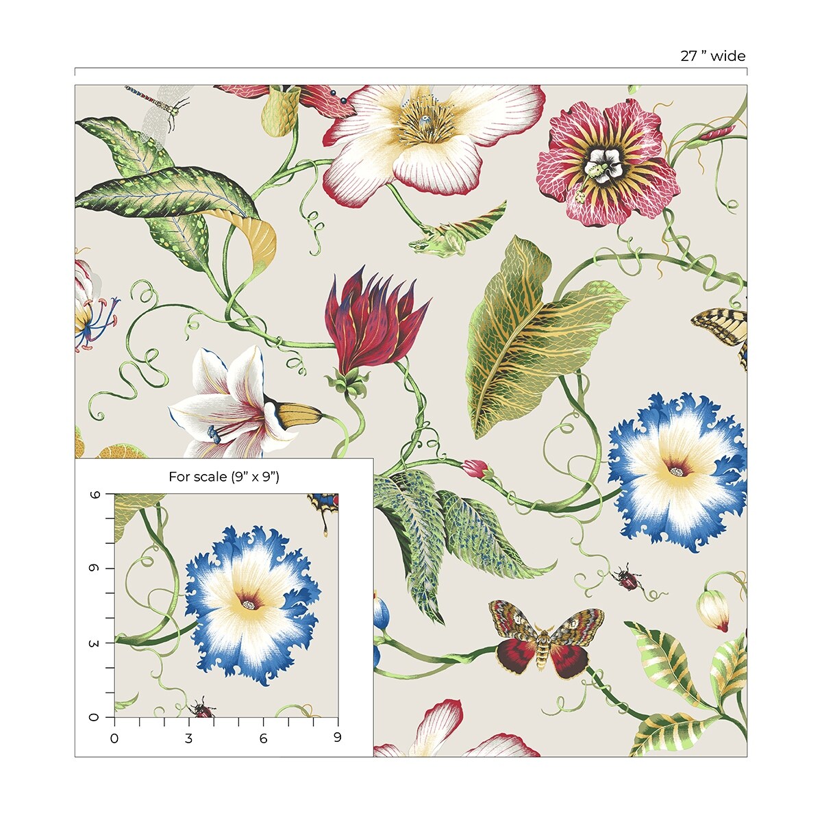 NextWall Summer Garden Floral Peel and Stick Wallpaper