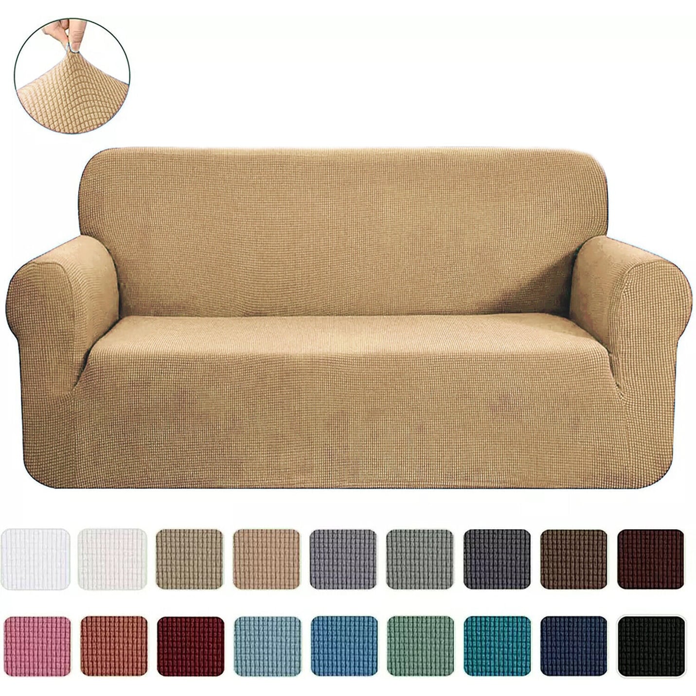 2-Piece Set Slipcover Sofa & Loveseat Cover Protector 4-Way Stretch Elastic - 96 x 74