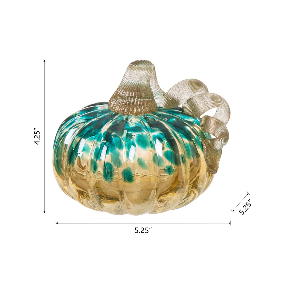 Glitzhome Fall Harvest Hand Blown Glass Pumpkin for Thanksgiving Decor