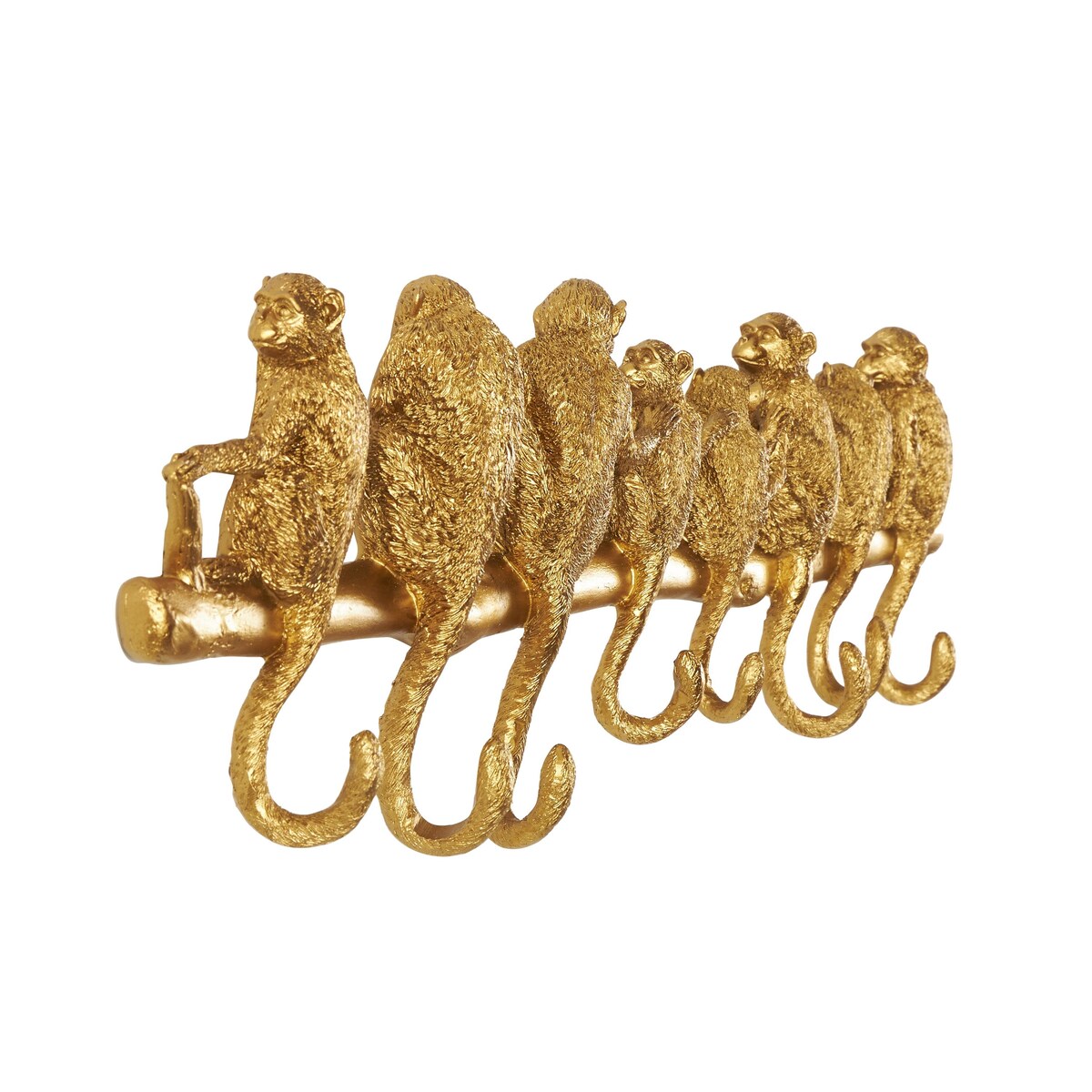 Polystone Monkey Textured 8 Hanger Wall Hook - Gold - Roche River Decor