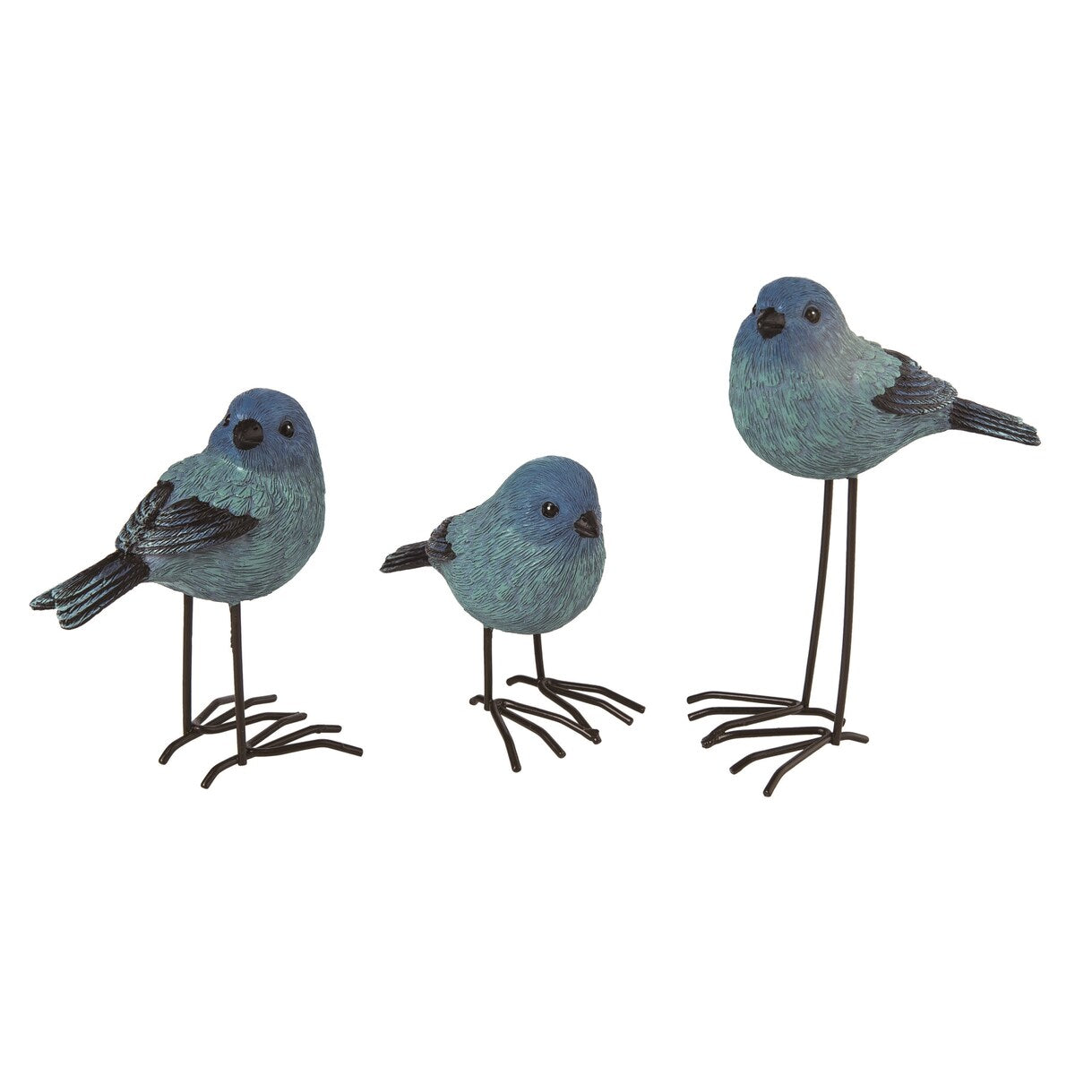 Transpac Resin 5.5 Blue Spring Tall Bunting Birds Set of 3 - N/A